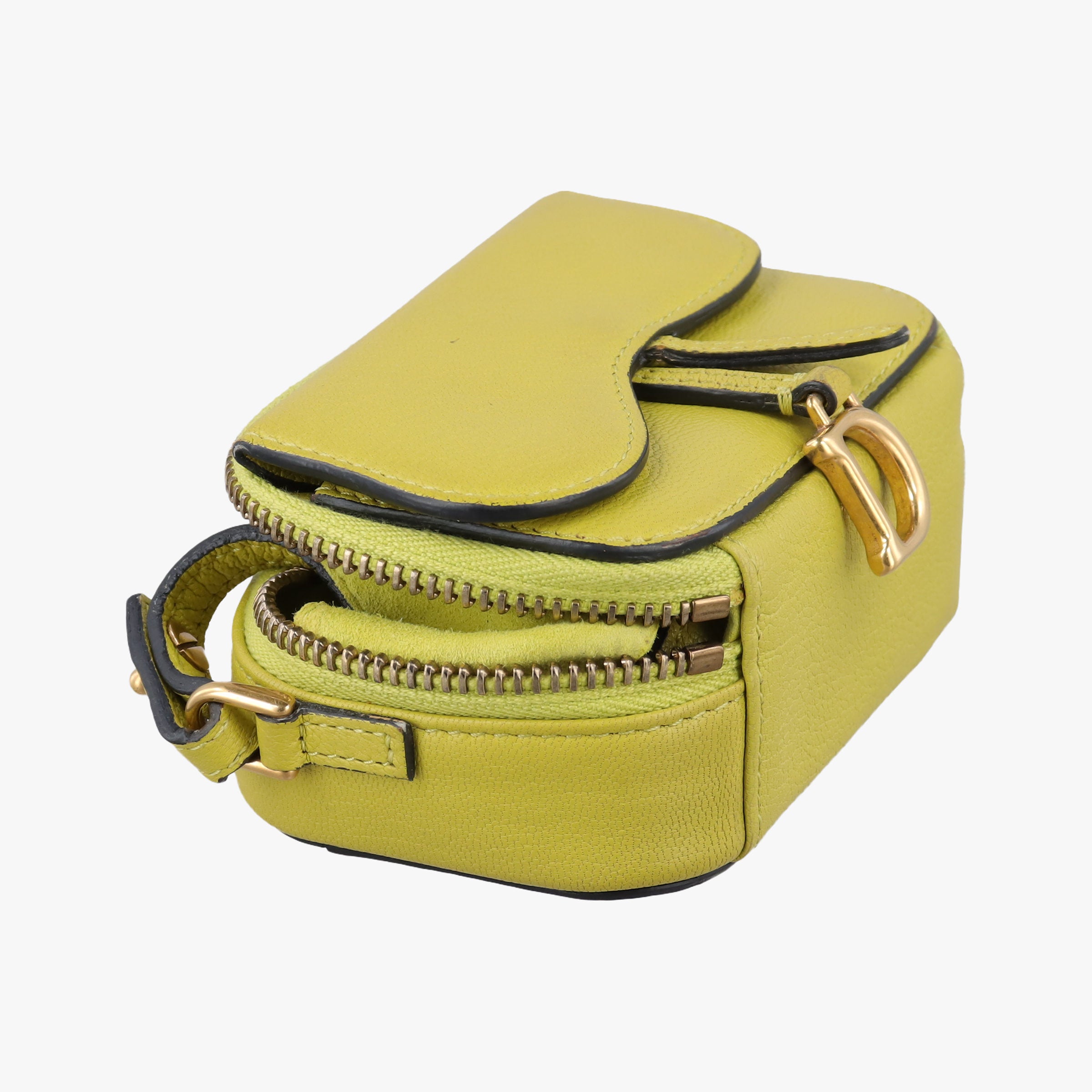 Pre-owned Christian Dior Saddle Yellow leather  shoulderbag | stylenewstar