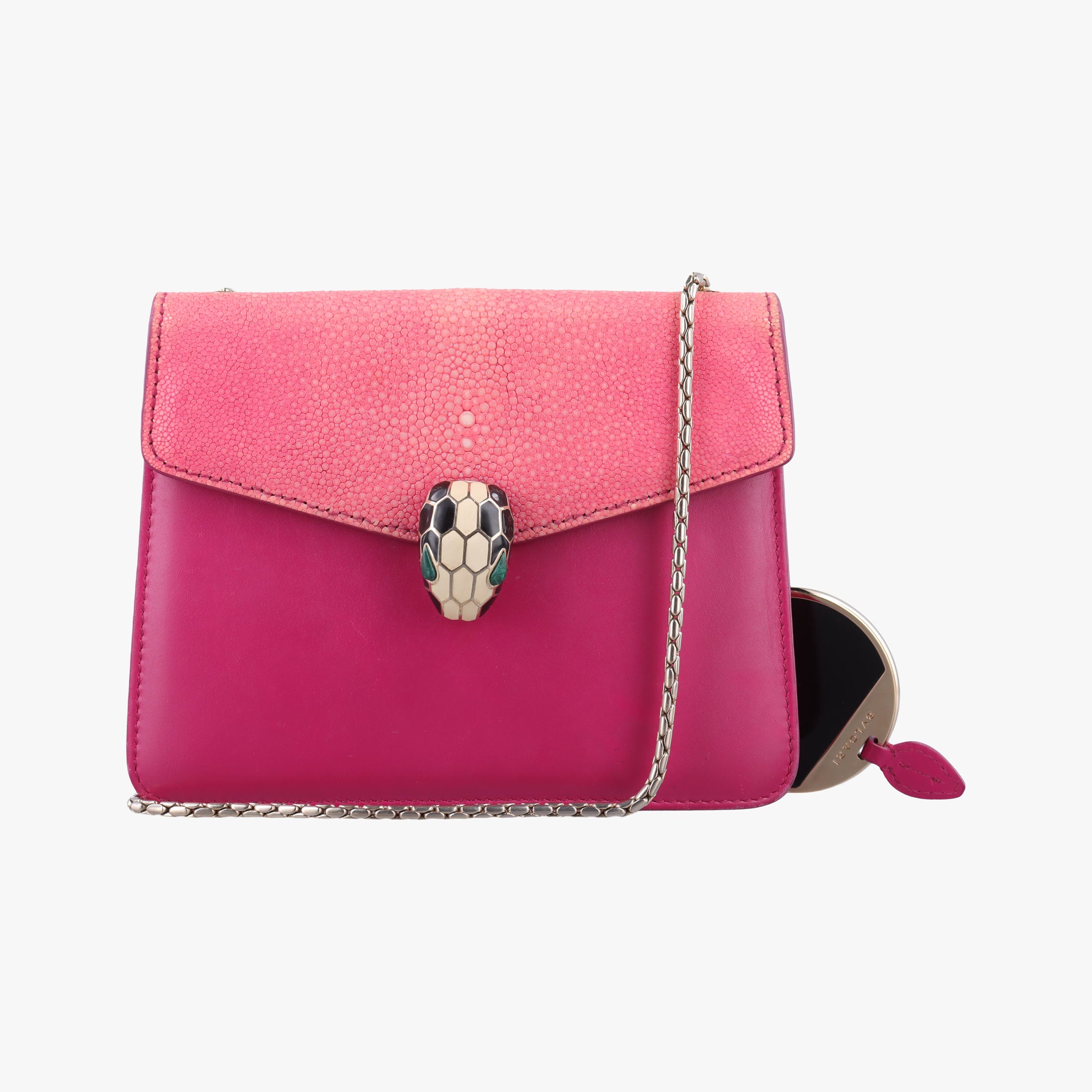 Pre-owned Bvlgari Serpenti Pink Galuchat Skin×Leather  shoulderbag | stylenewstar
