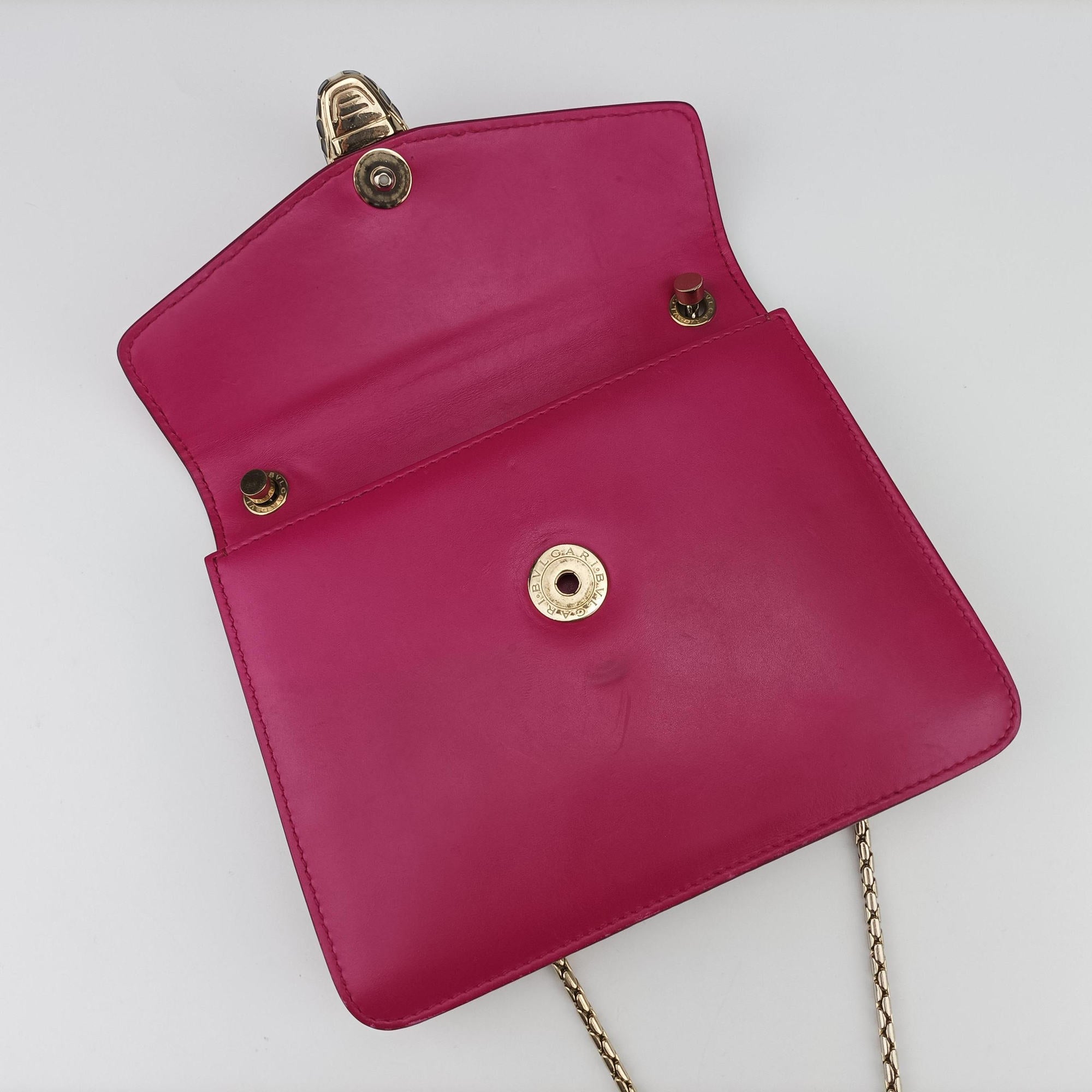 Pre-owned Bvlgari Serpenti Pink Galuchat Skin×Leather  shoulderbag | stylenewstar