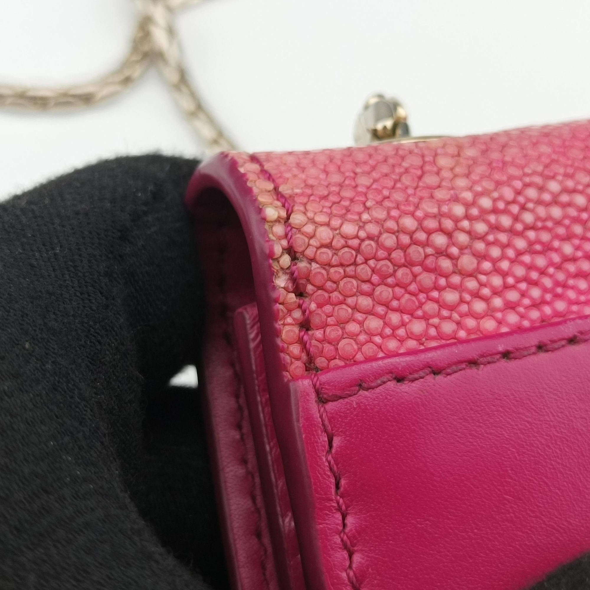 Pre-owned Bvlgari Serpenti Pink Galuchat Skin×Leather  shoulderbag | stylenewstar