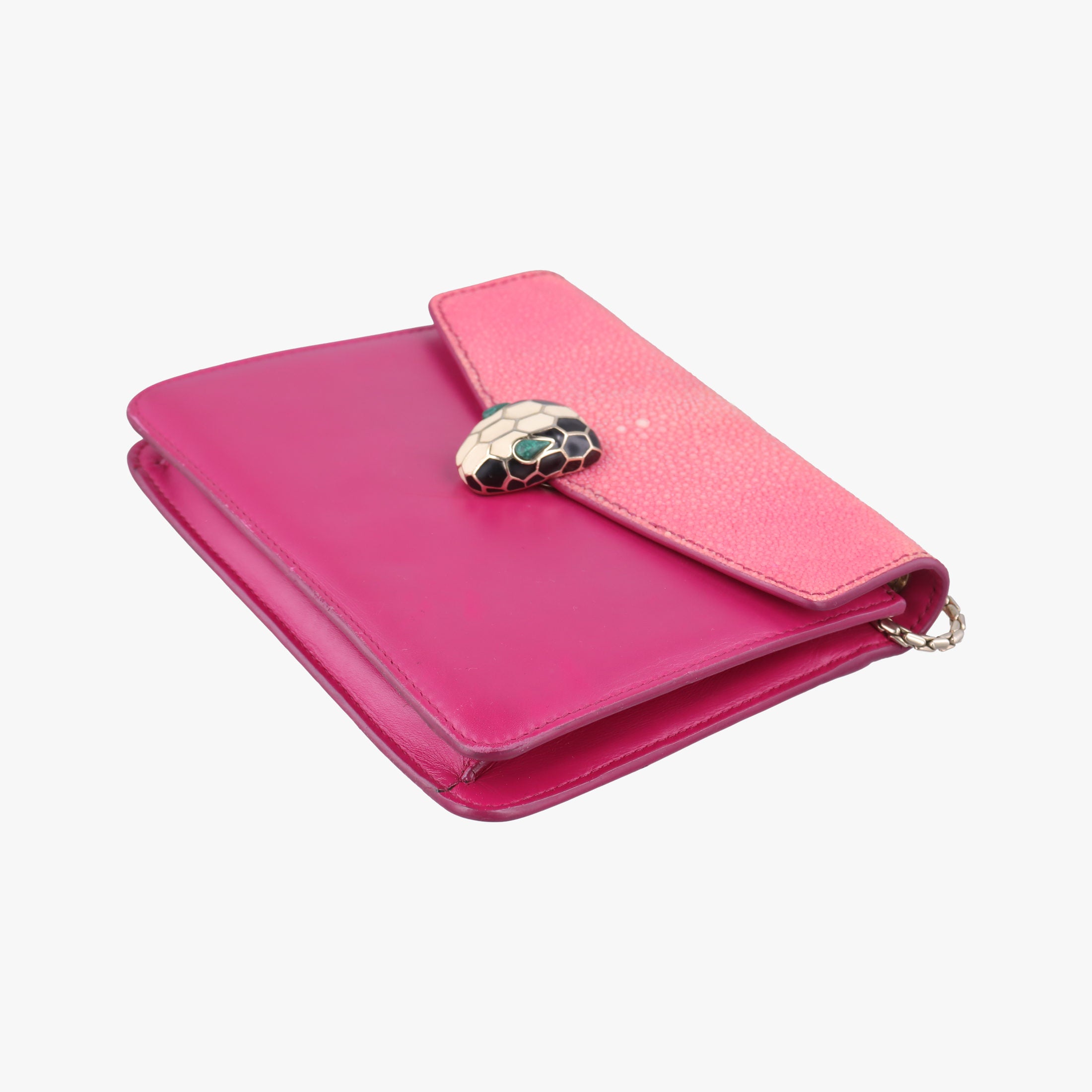 Pre-owned Bvlgari Serpenti Pink Galuchat Skin×Leather  shoulderbag | stylenewstar
