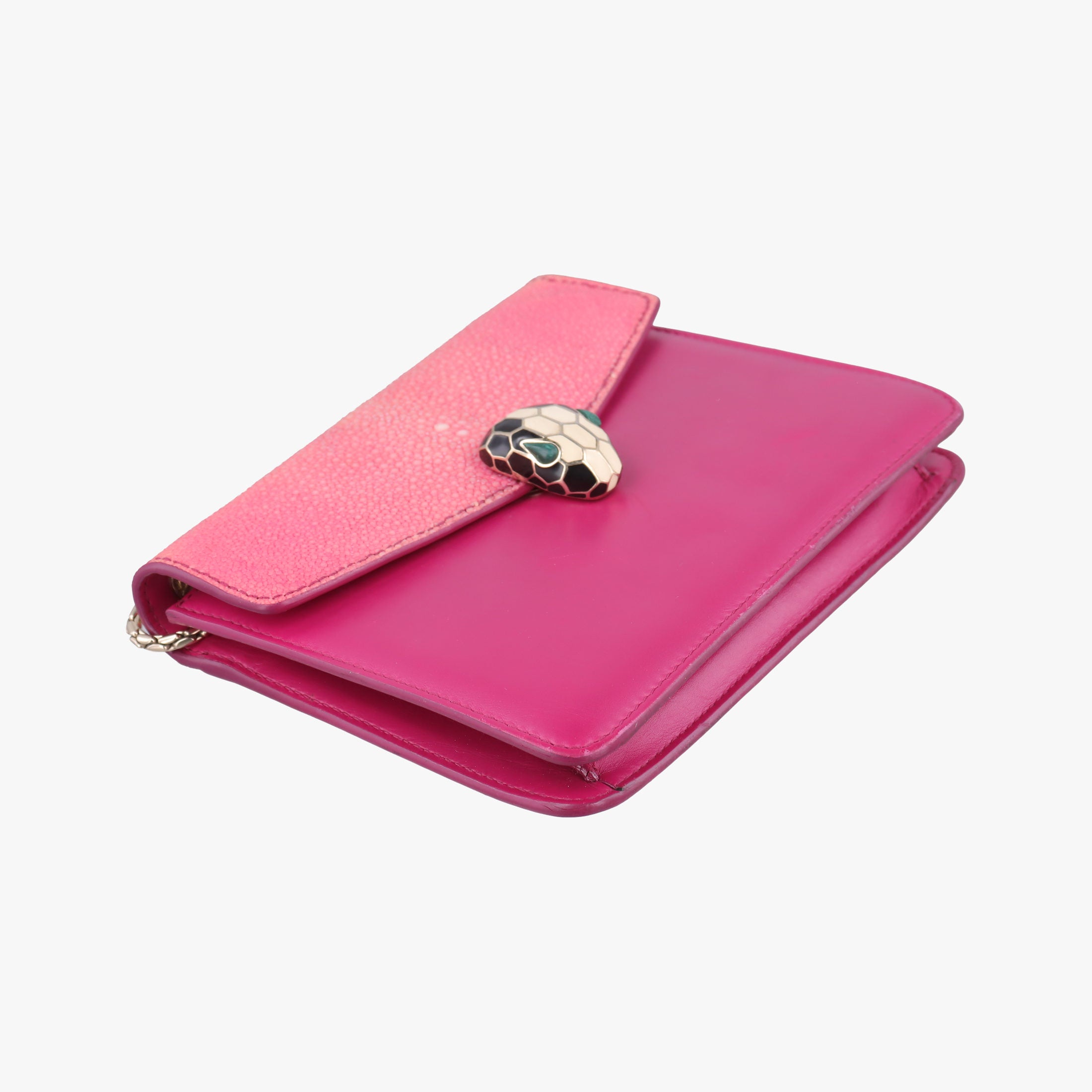 Pre-owned Bvlgari Serpenti Pink Galuchat Skin×Leather  shoulderbag | stylenewstar