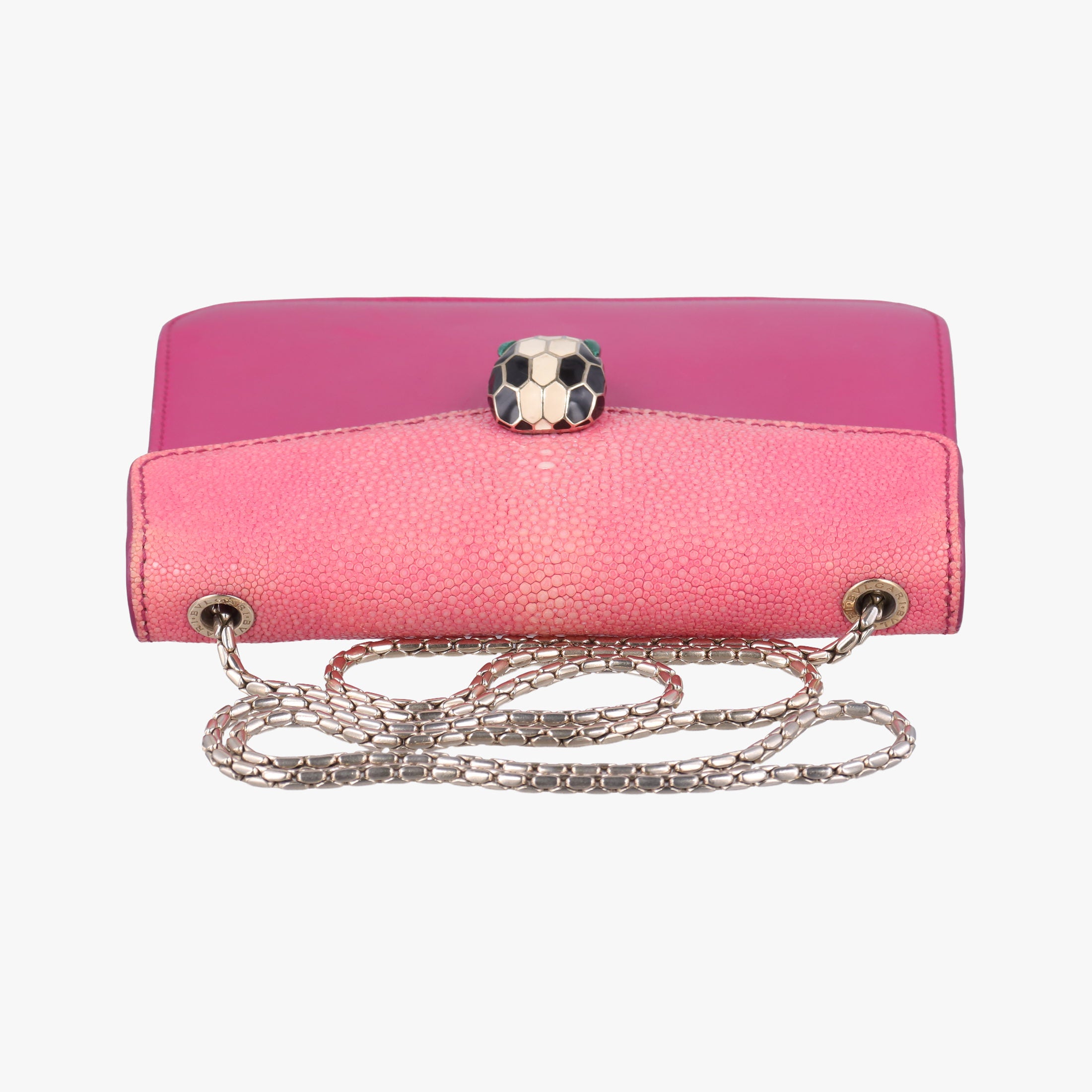 Pre-owned Bvlgari Serpenti Pink Galuchat Skin×Leather  shoulderbag | stylenewstar