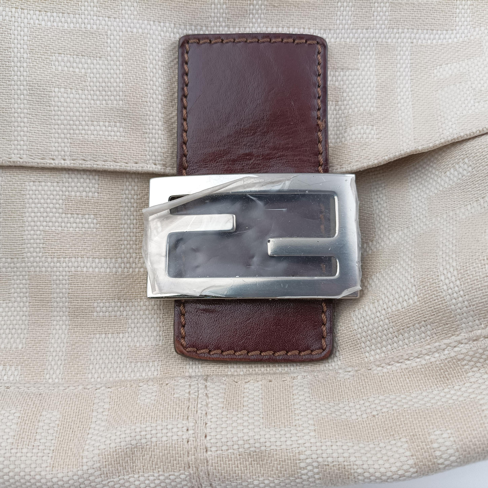 Pre-owned Fendi Mamma Bucket White canvas×leather  shoulderbag | stylenewstar