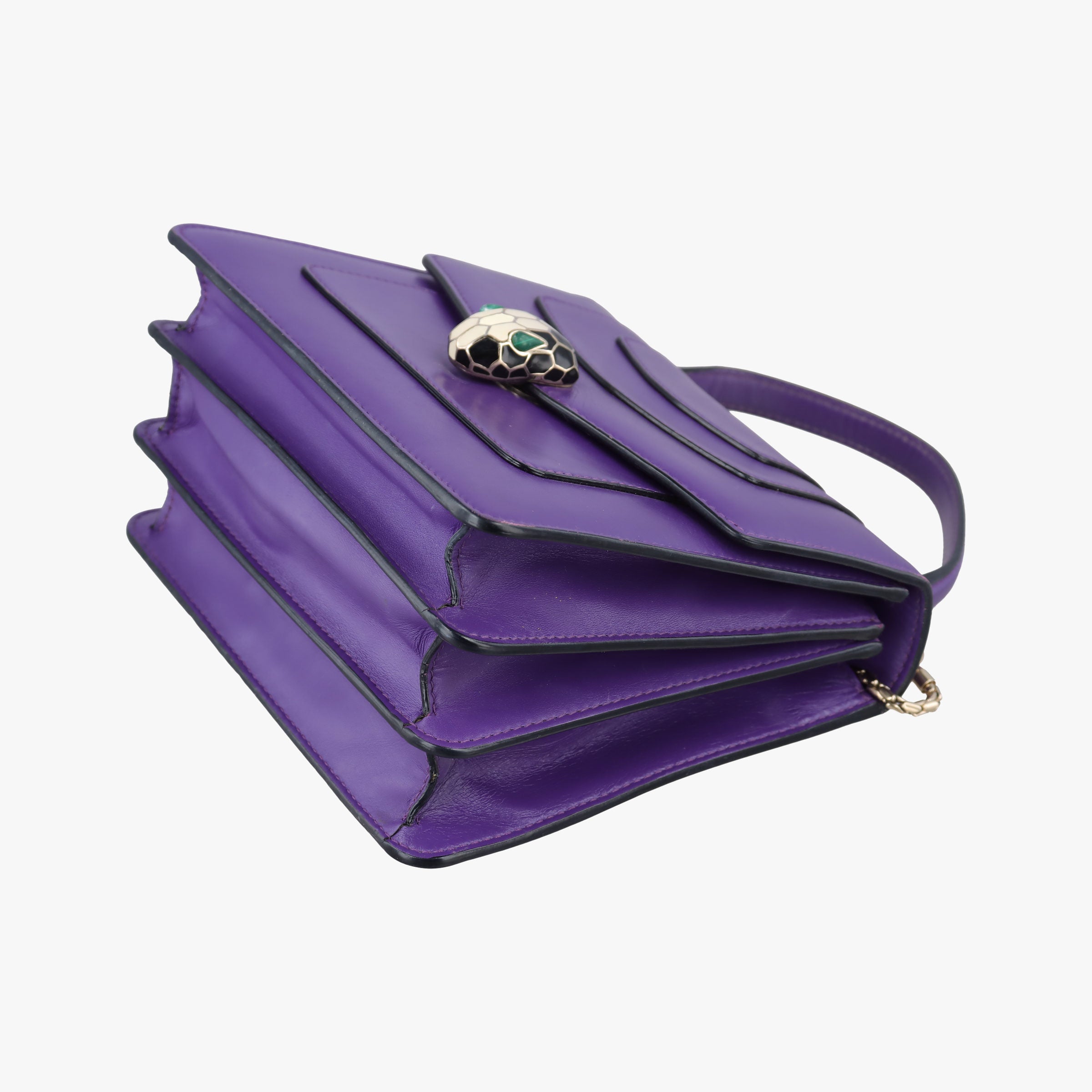 Pre-owned Bvlgari SERPENTI FOREVER Purple Leather  shoulderbag | stylenewstar