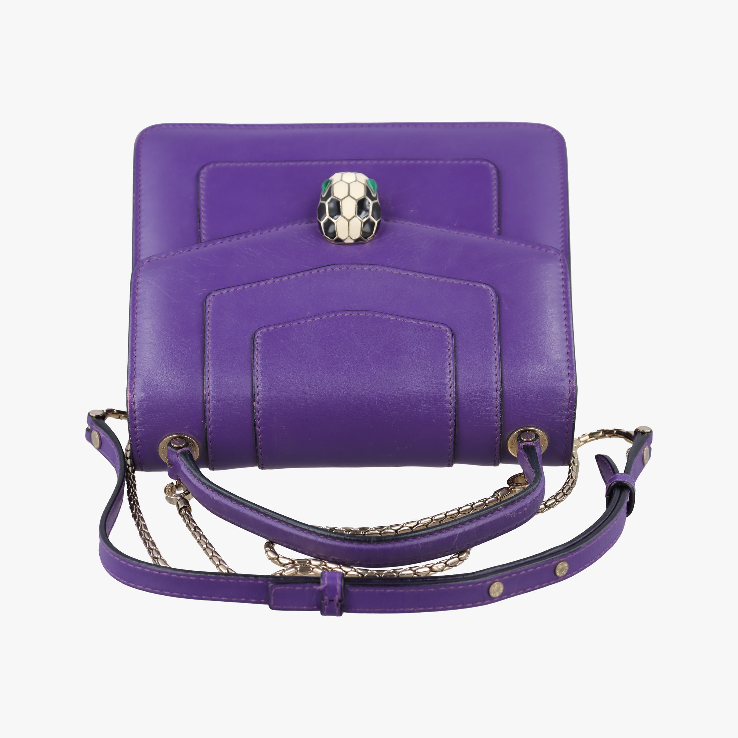 Pre-owned Bvlgari SERPENTI FOREVER Purple Leather  shoulderbag | stylenewstar