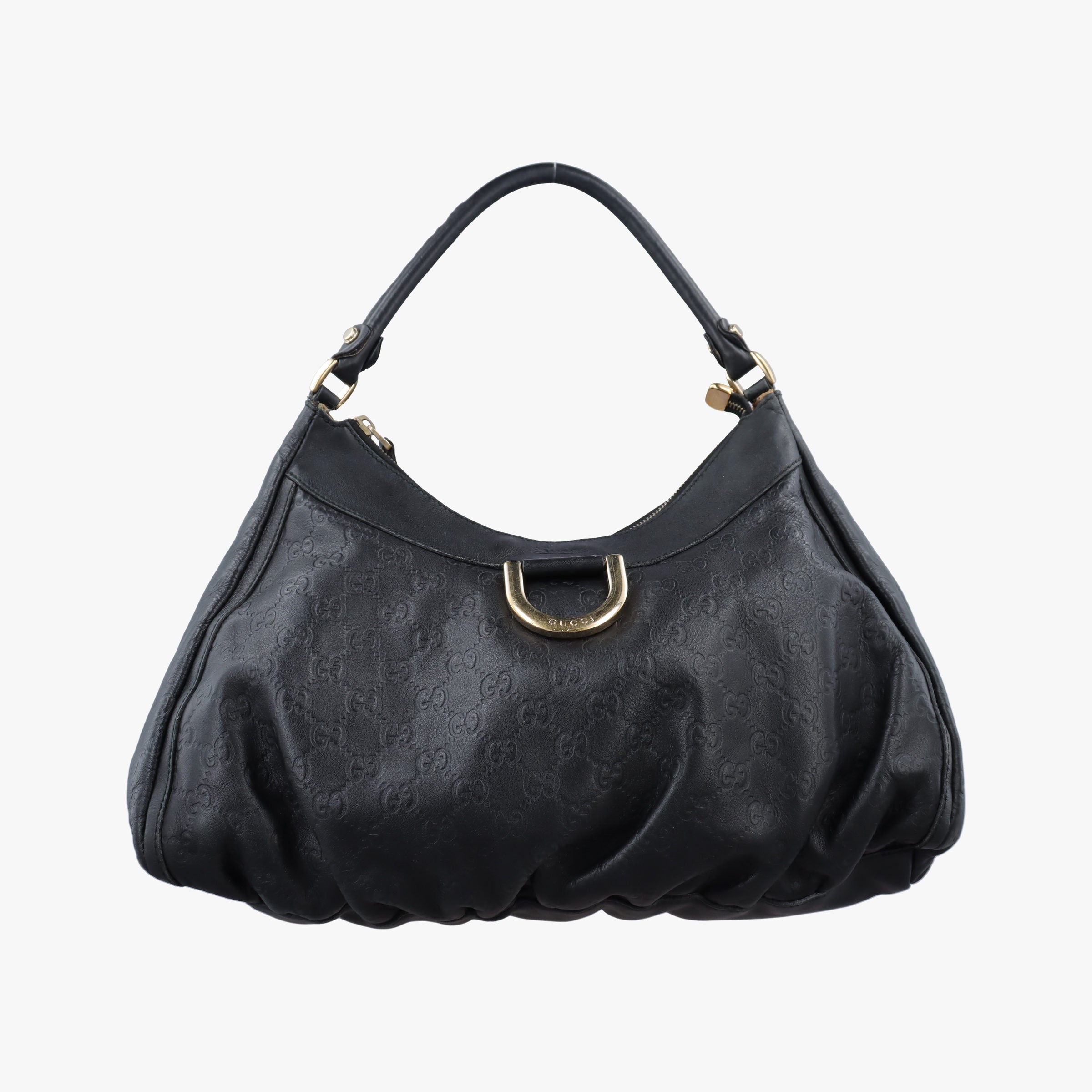 Pre-owned Gucci Abbey D-ring Hobo Black Leather 189833 handbag | stylenewstar