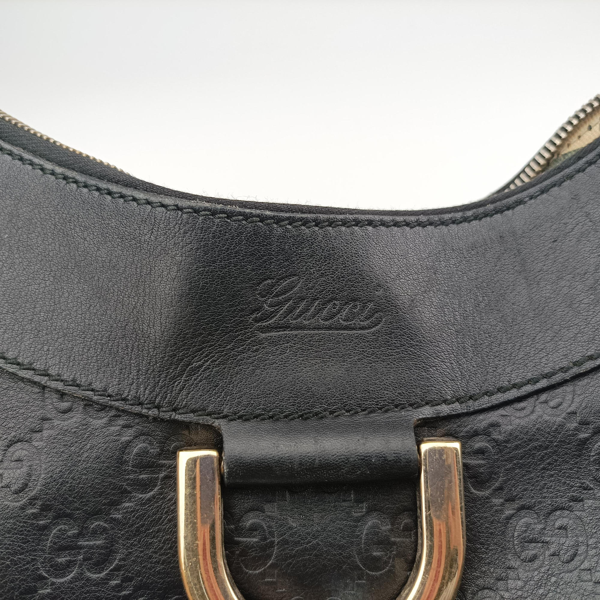 Pre-owned Gucci Abbey D-ring Hobo Black Leather 189833 handbag | stylenewstar