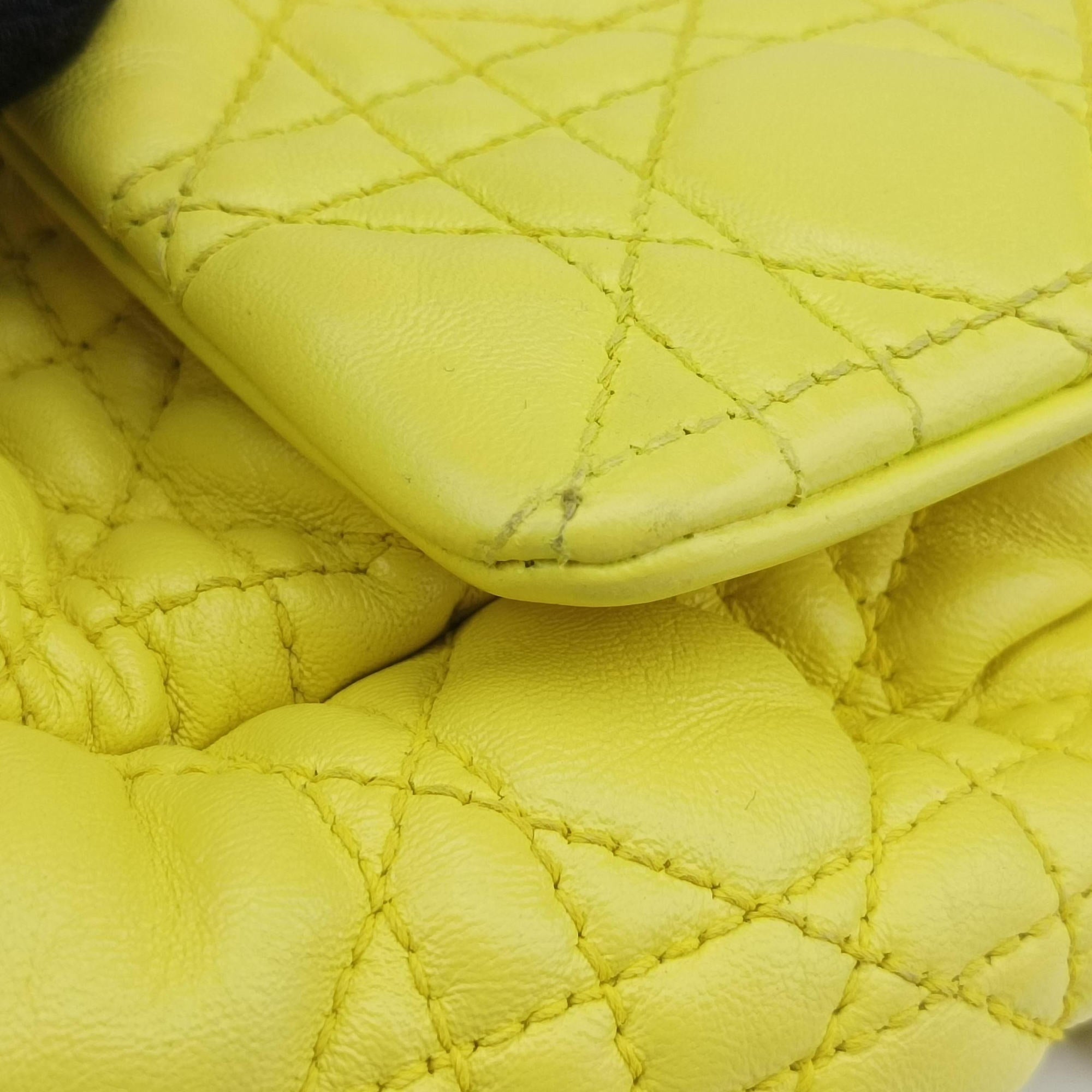 Pre-owned Christian Dior New Rock Yellow lambskin  shoulderbag | stylenewstar