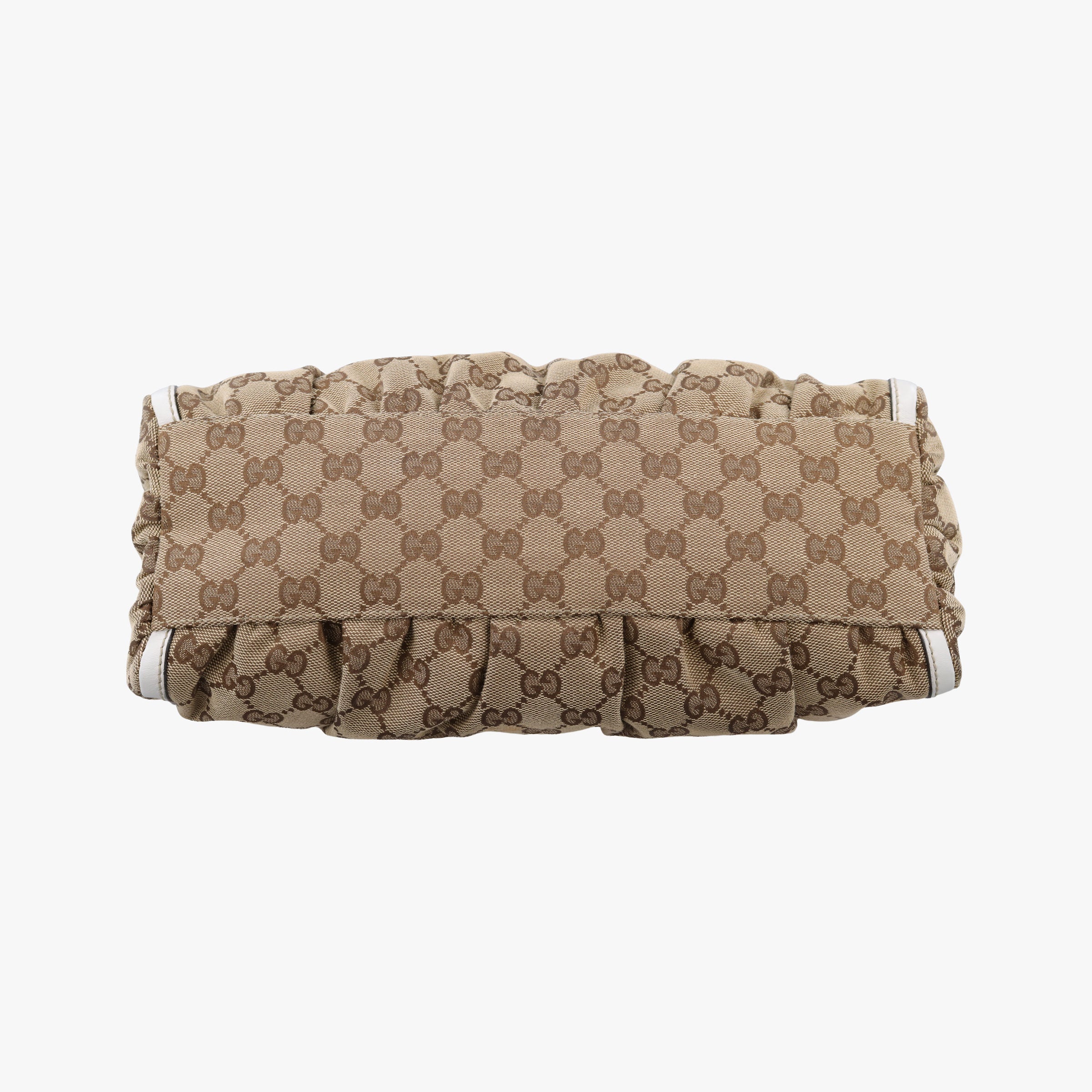 Vintage Gucci Abbey D-ring Hobo Beige×White canvas×leather 190525 handbag | stylenewstar