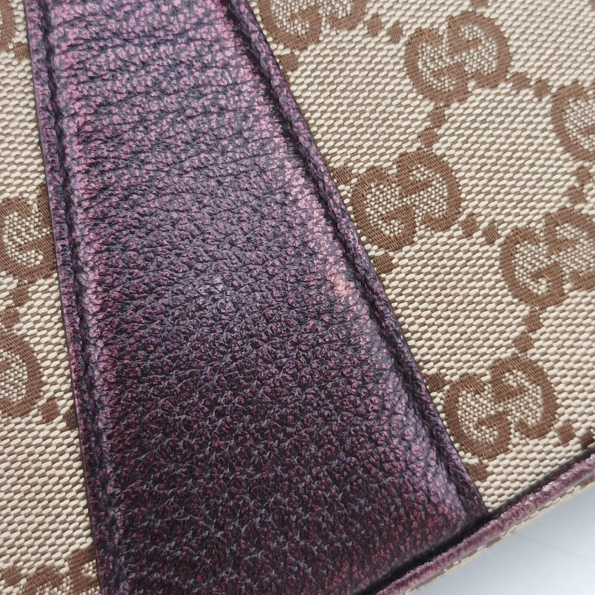 Secondhand Gucci Tom Ford Bamboo Chain Beige × Metallic Purple GG canvas×leather 135962 shoulderbag | stylenewstar