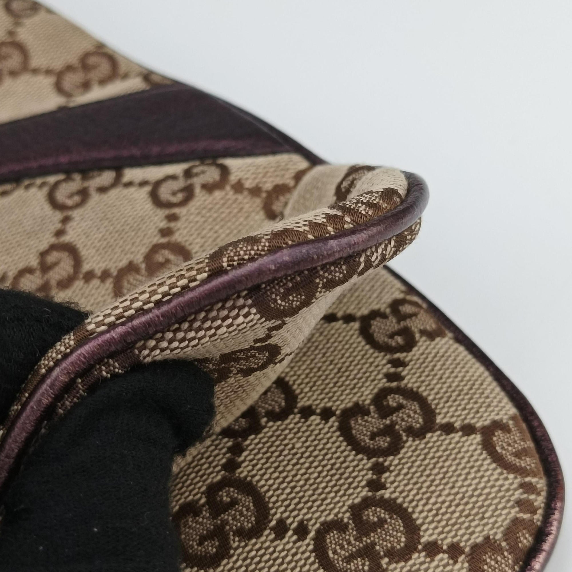Secondhand Gucci Tom Ford Bamboo Chain Beige × Metallic Purple GG canvas×leather 135962 shoulderbag | stylenewstar