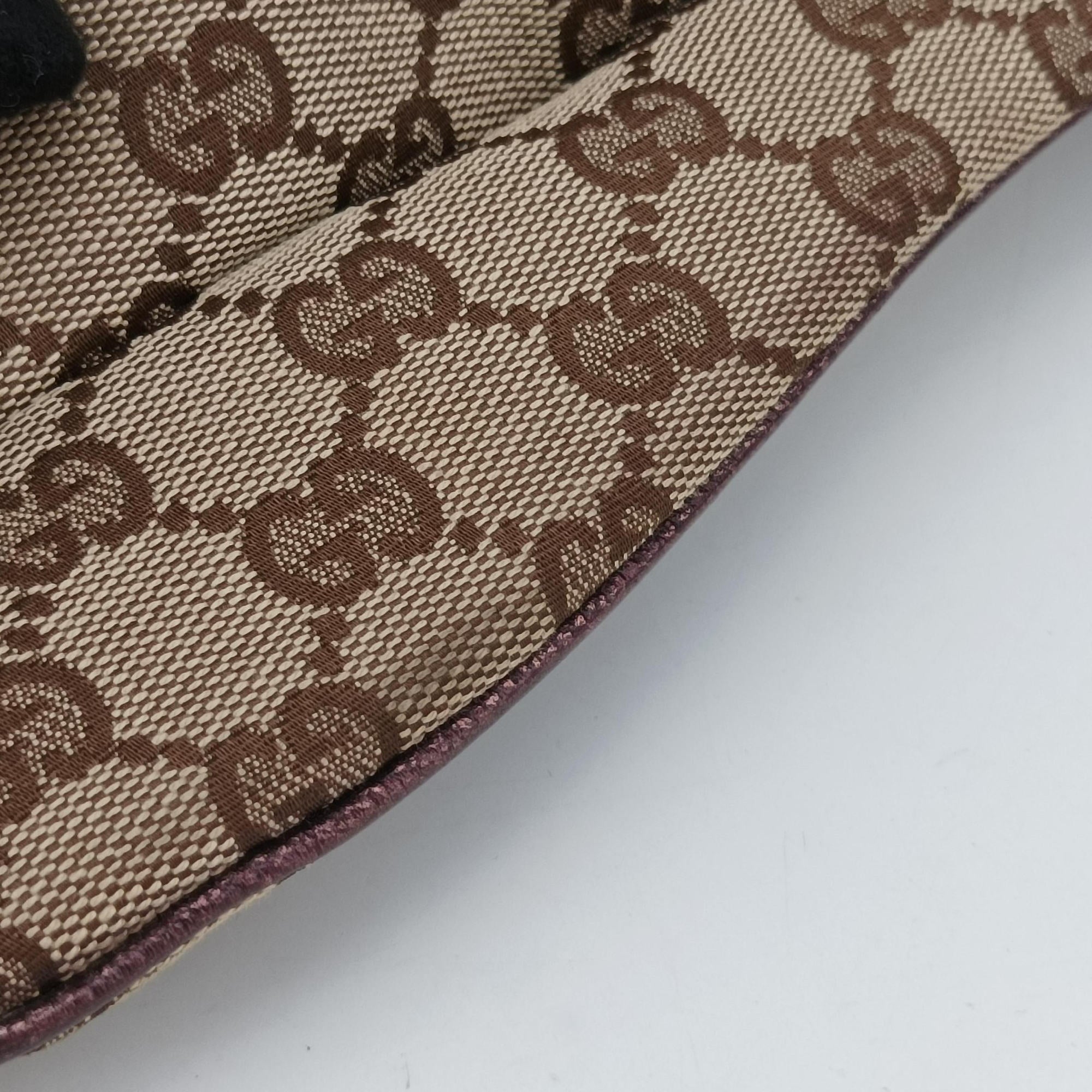 Secondhand Gucci Tom Ford Bamboo Chain Beige × Metallic Purple GG canvas×leather 135962 shoulderbag | stylenewstar
