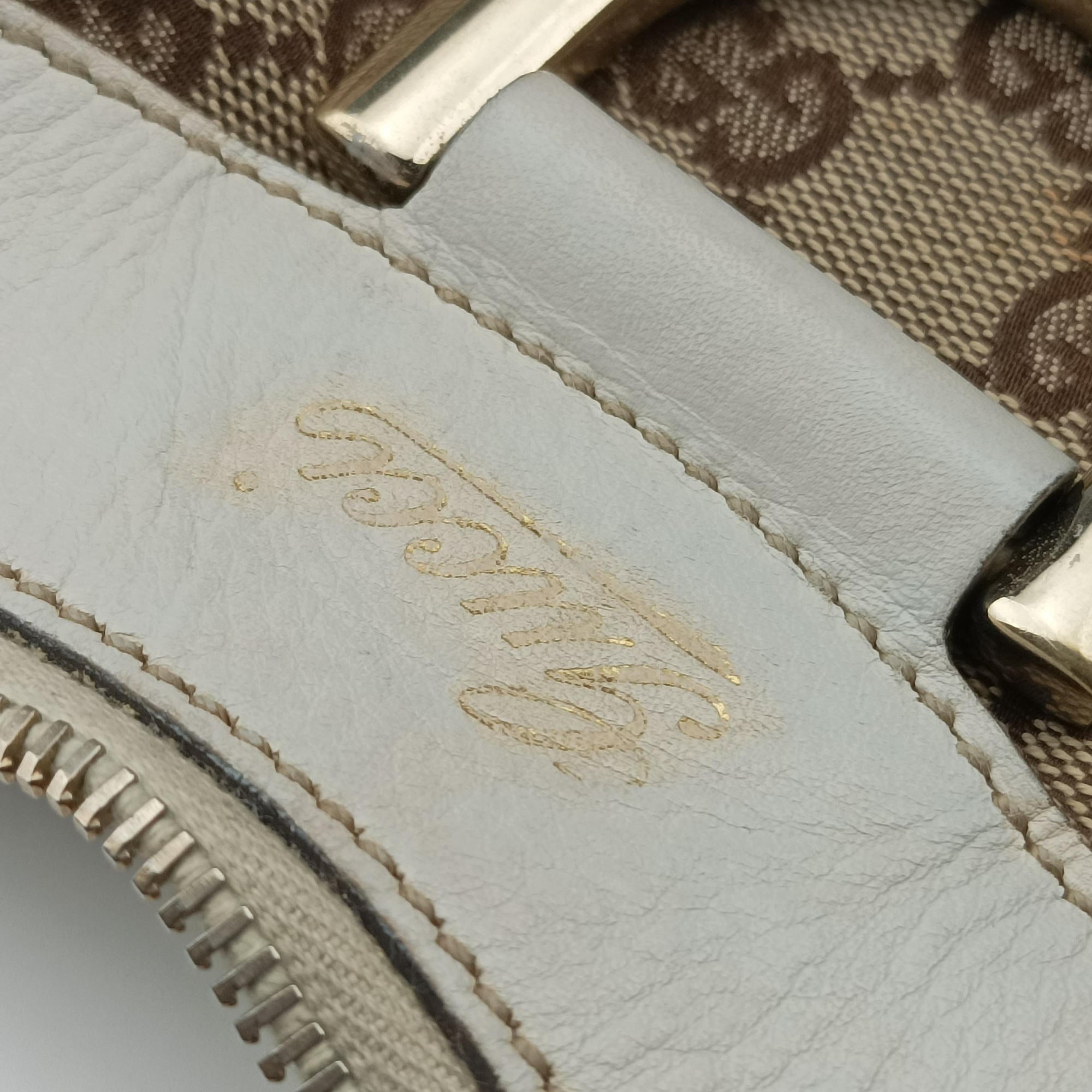 Pre-owned Gucci Abbey D-ring Hobo Beige×White canvas×leather 190525 handbag | stylenewstar