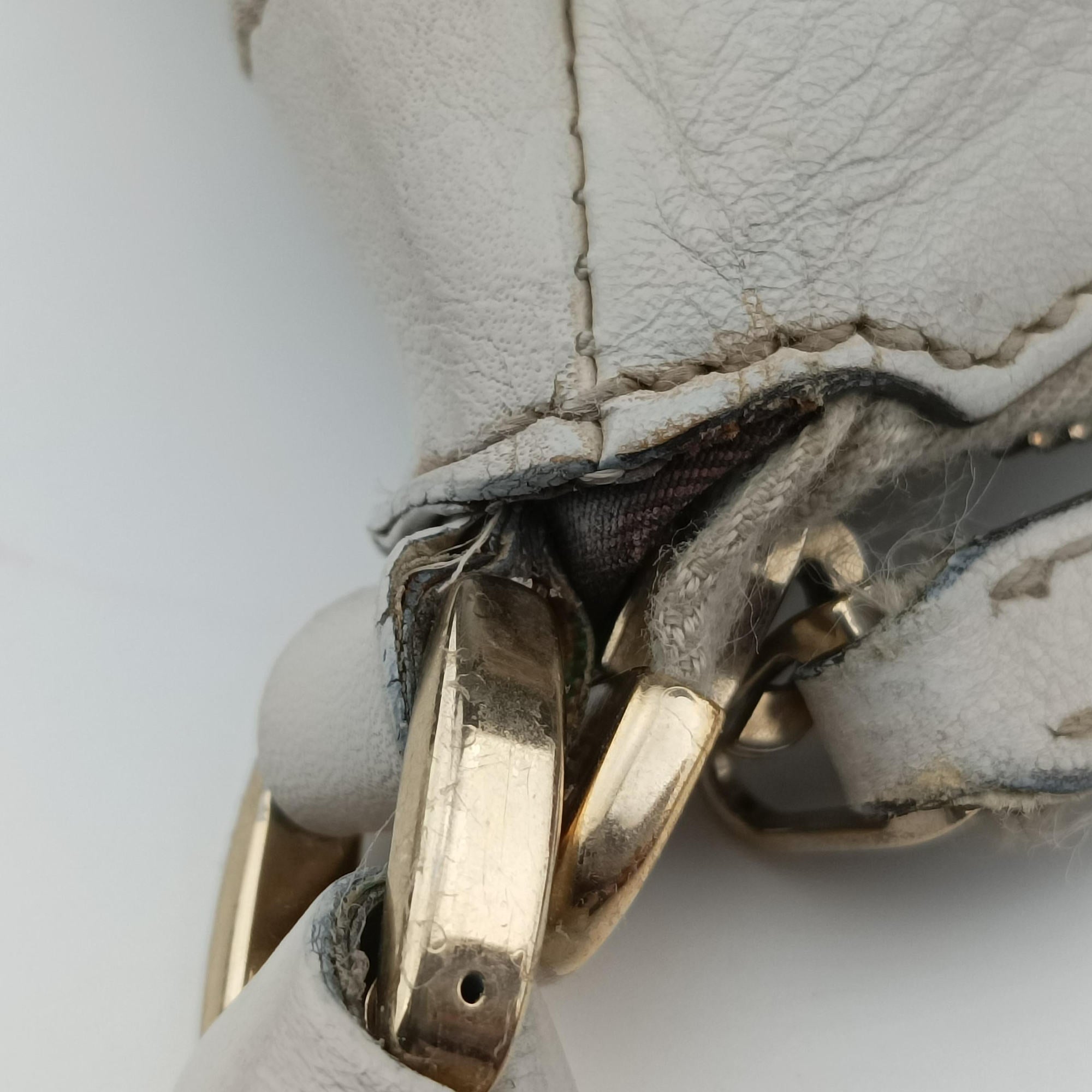 Pre-owned Gucci Abbey D-ring Hobo Beige×White canvas×leather 190525 handbag | stylenewstar