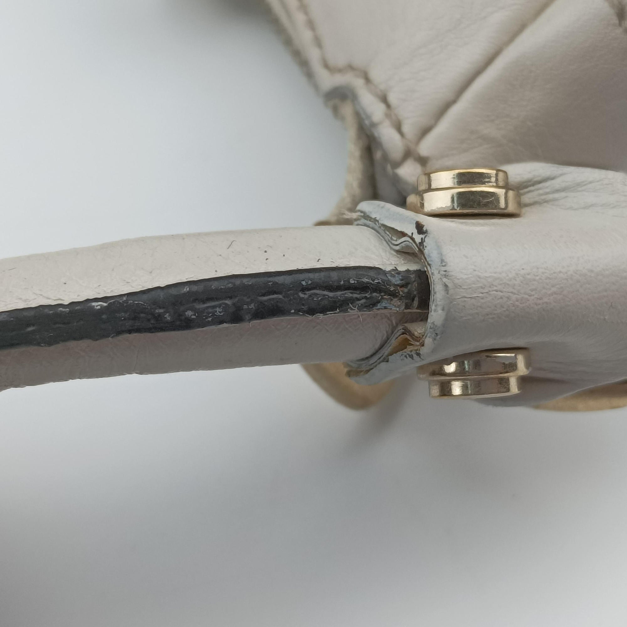 Pre-owned Gucci Abbey D-ring Hobo Beige×White canvas×leather 190525 handbag | stylenewstar