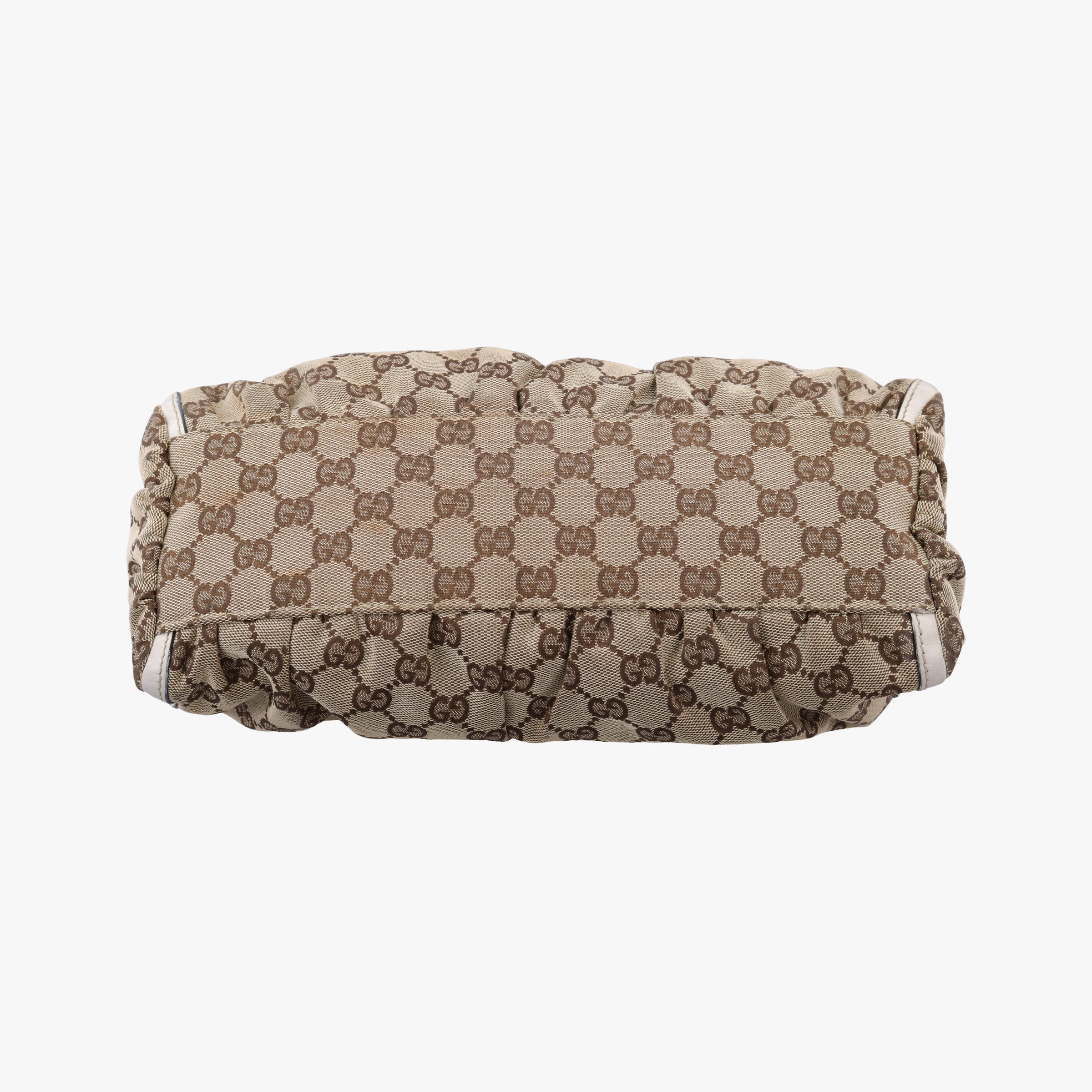 Pre-owned Gucci Abbey D-ring Hobo Beige×White canvas×leather 190525 handbag | stylenewstar