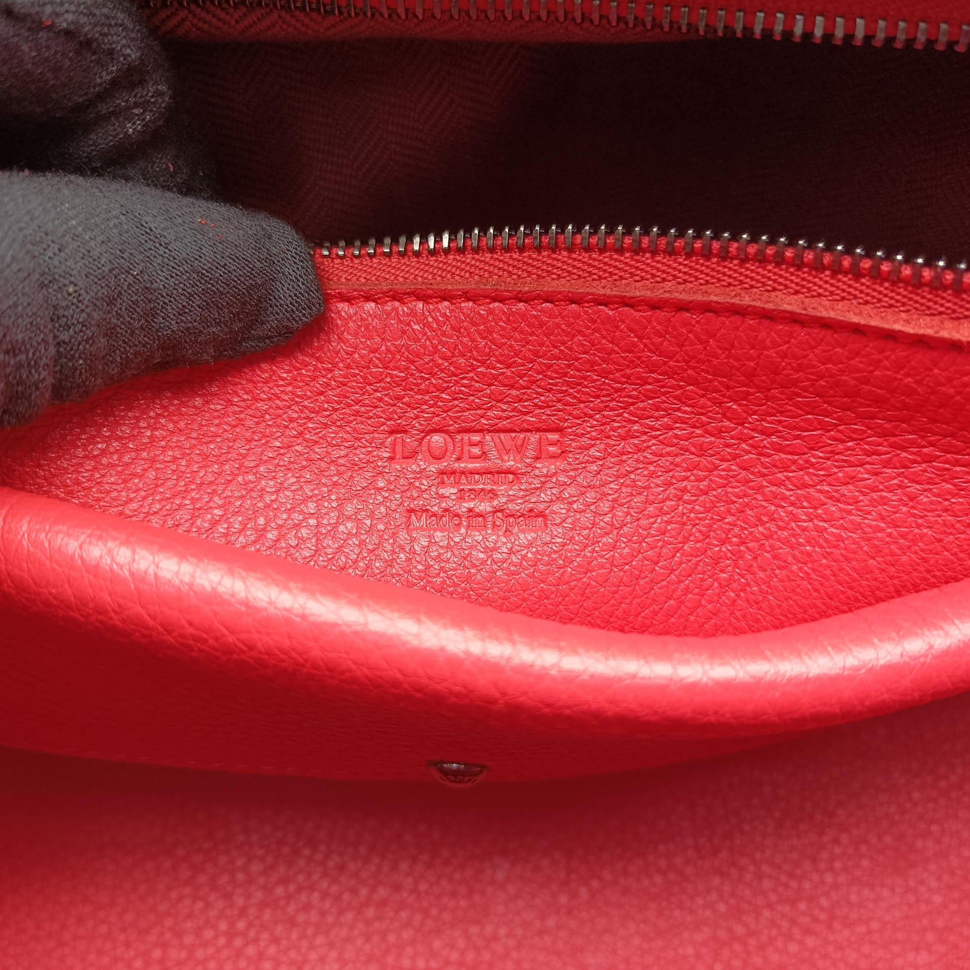 Pre-owned Loewe Amazona36 Orange×red Suede×leather  handbag | stylenewstar