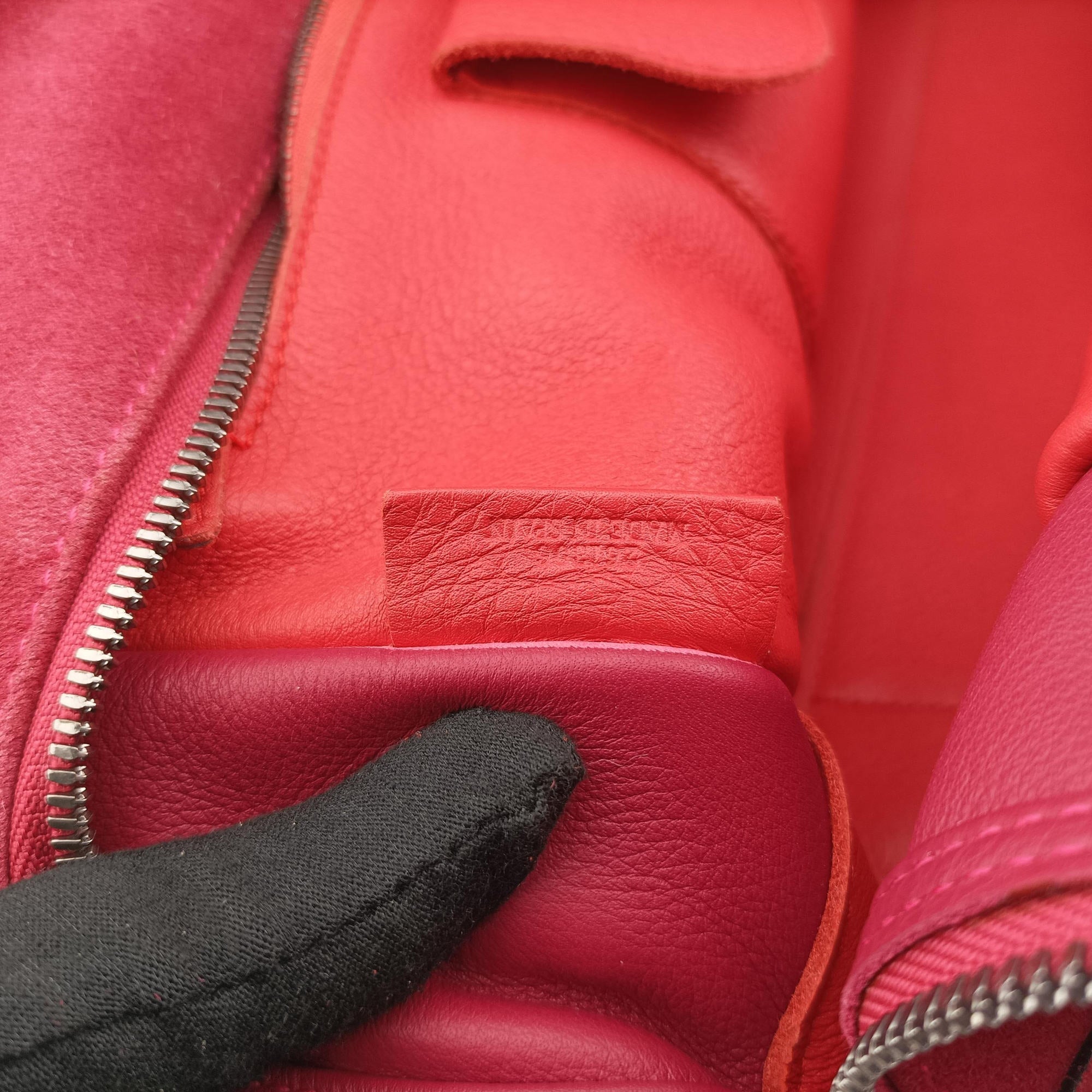 Pre-owned Loewe Amazona36 Orange×red Suede×leather  handbag | stylenewstar