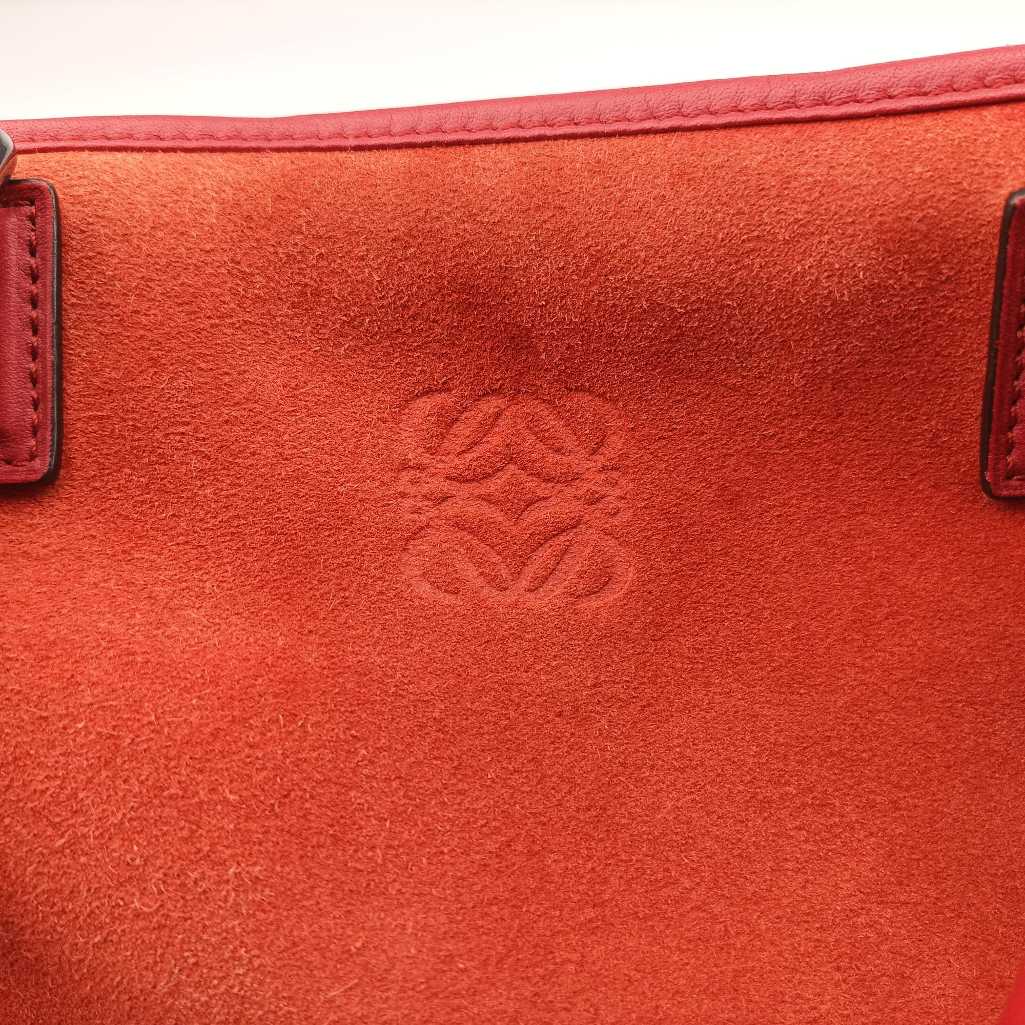 Pre-owned Loewe Amazona36 Orange×red Suede×leather  handbag | stylenewstar