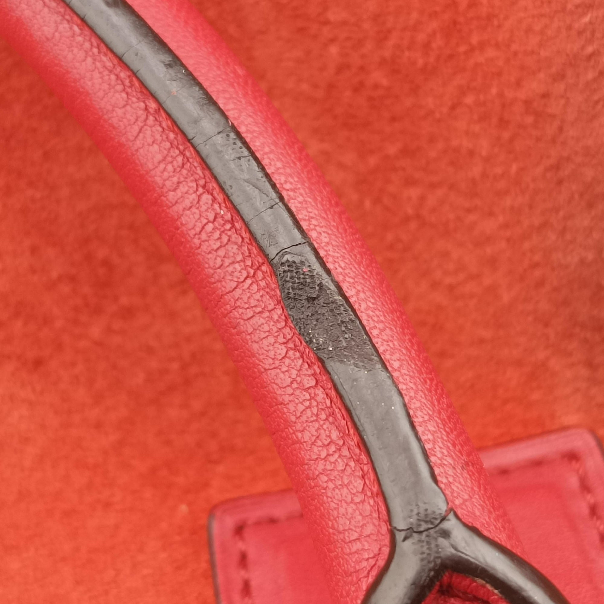 Pre-owned Loewe Amazona36 Orange×red Suede×leather  handbag | stylenewstar