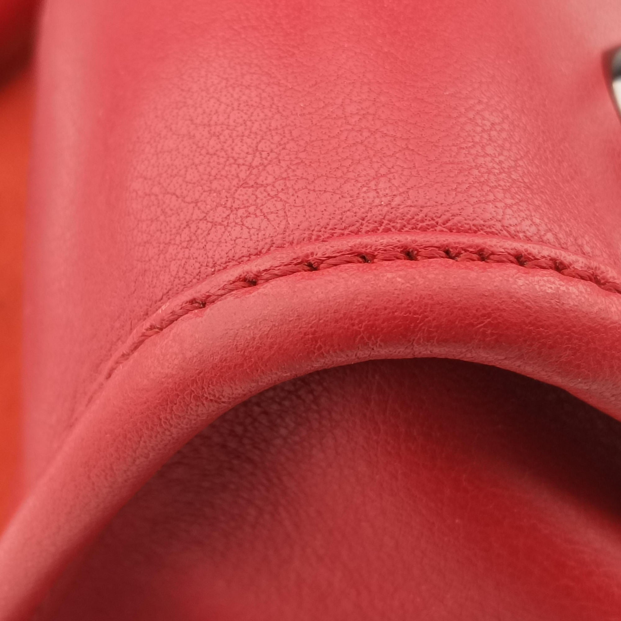 Pre-owned Loewe Amazona36 Orange×red Suede×leather  handbag | stylenewstar
