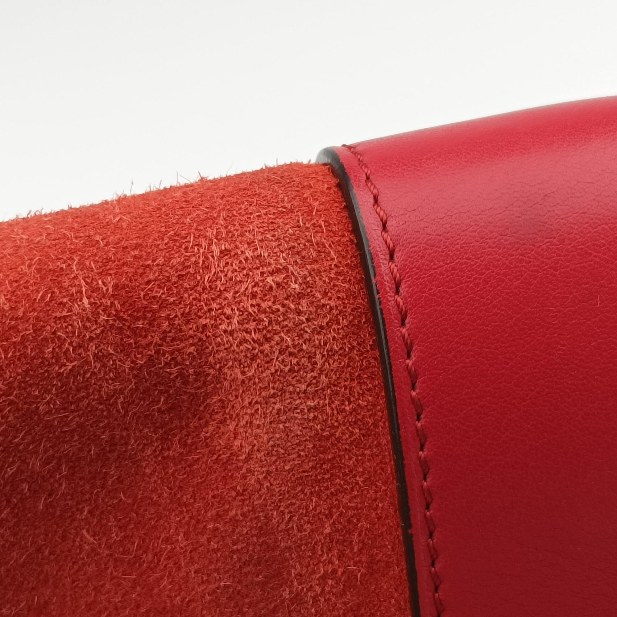 Pre-owned Loewe Amazona36 Orange×red Suede×leather  handbag | stylenewstar
