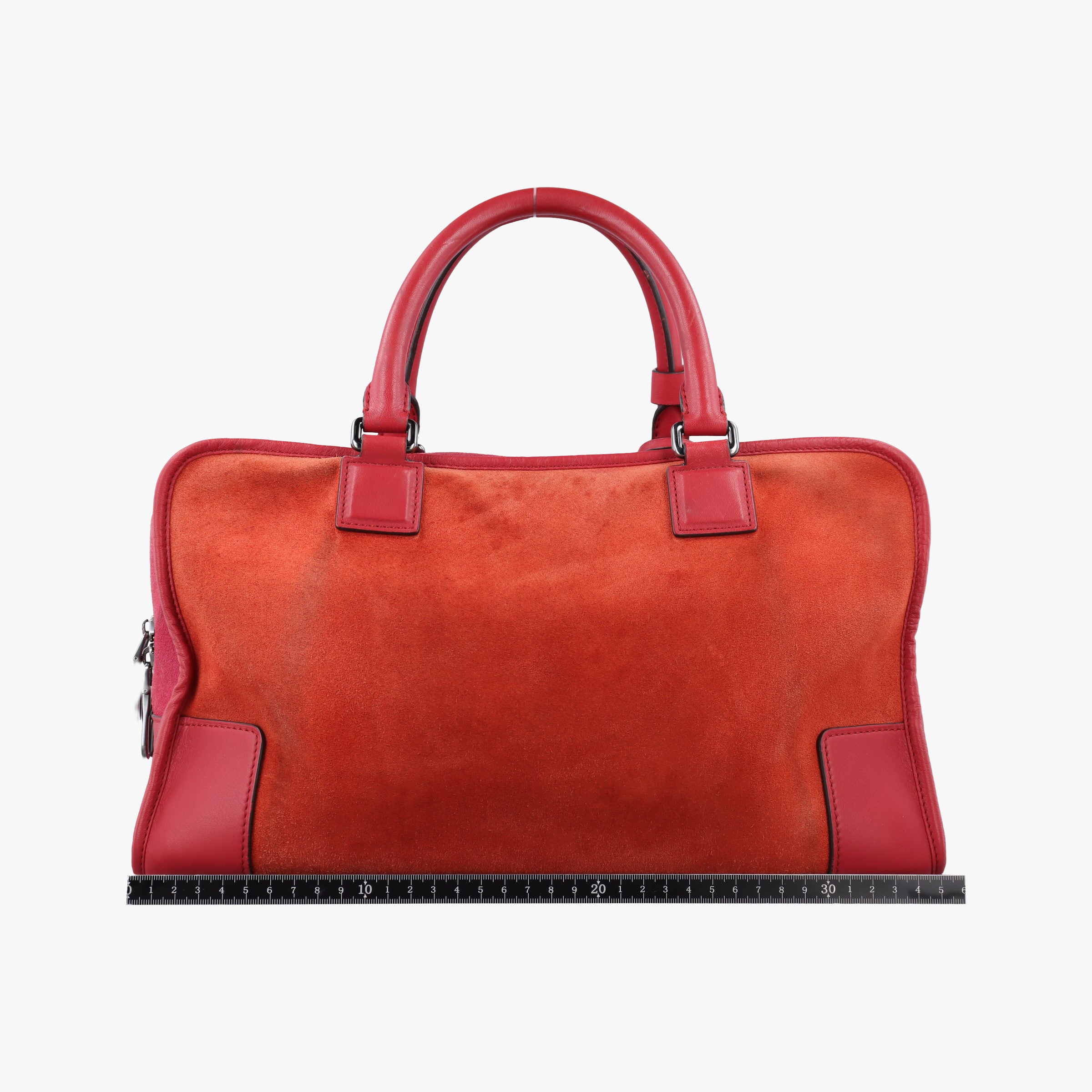 Pre-owned Loewe Amazona36 Orange×red Suede×leather  handbag | stylenewstar
