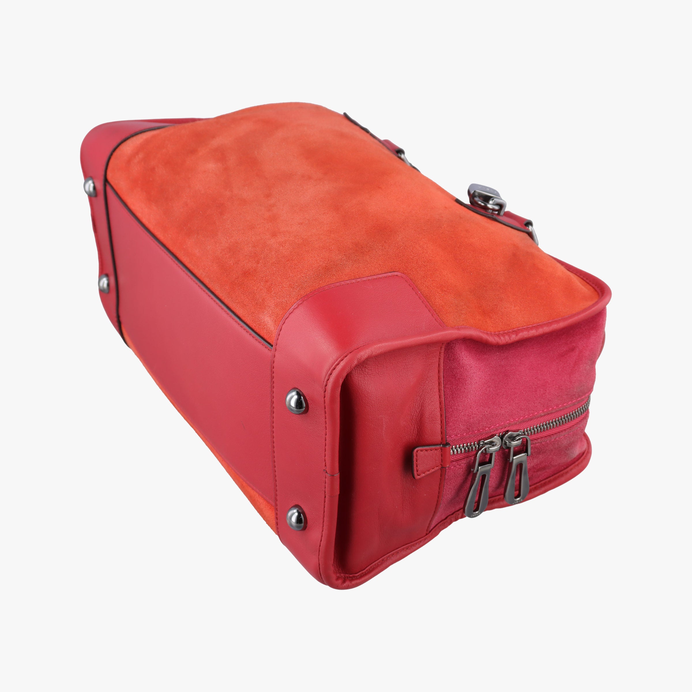Pre-owned Loewe Amazona36 Orange×red Suede×leather  handbag | stylenewstar