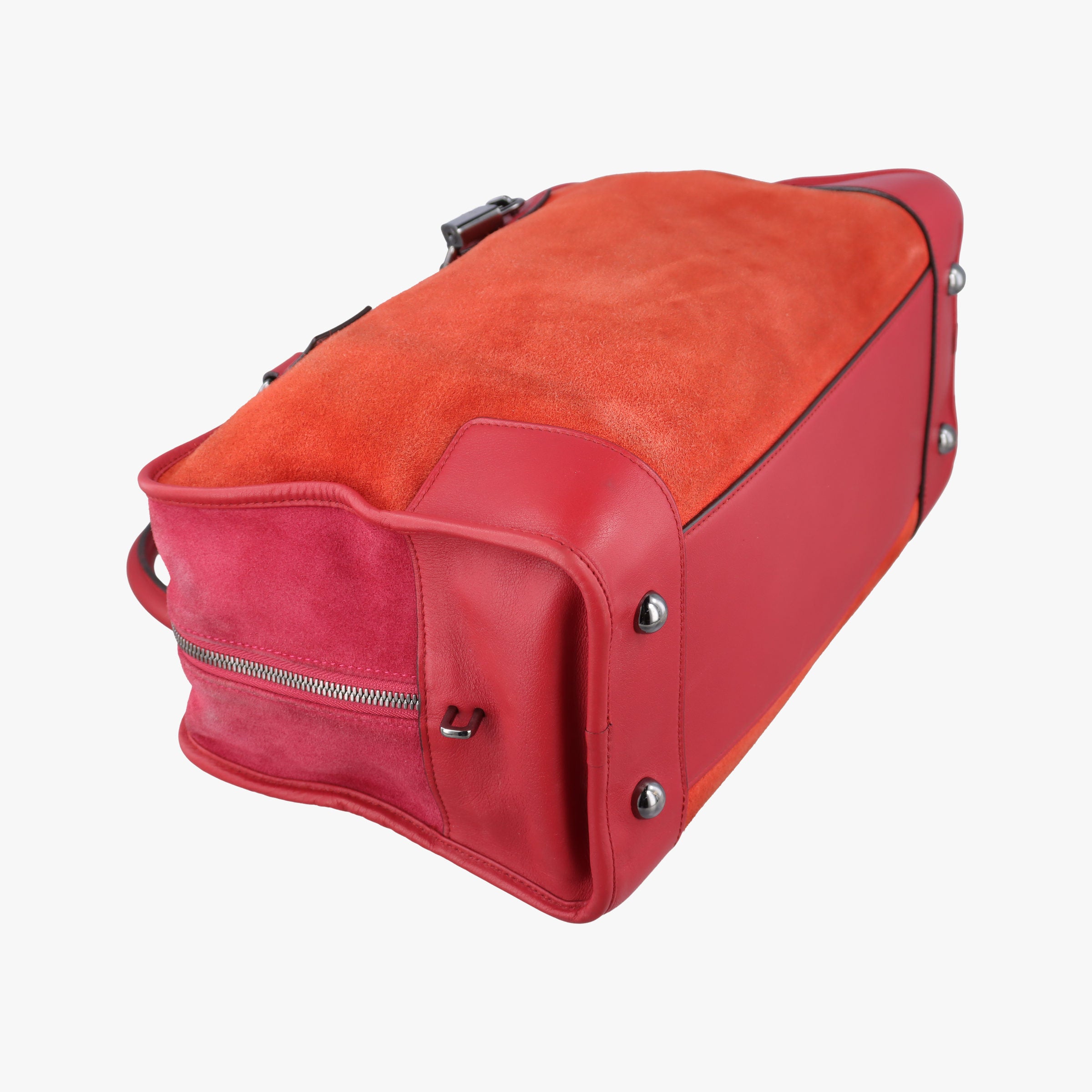 Pre-owned Loewe Amazona36 Orange×red Suede×leather  handbag | stylenewstar