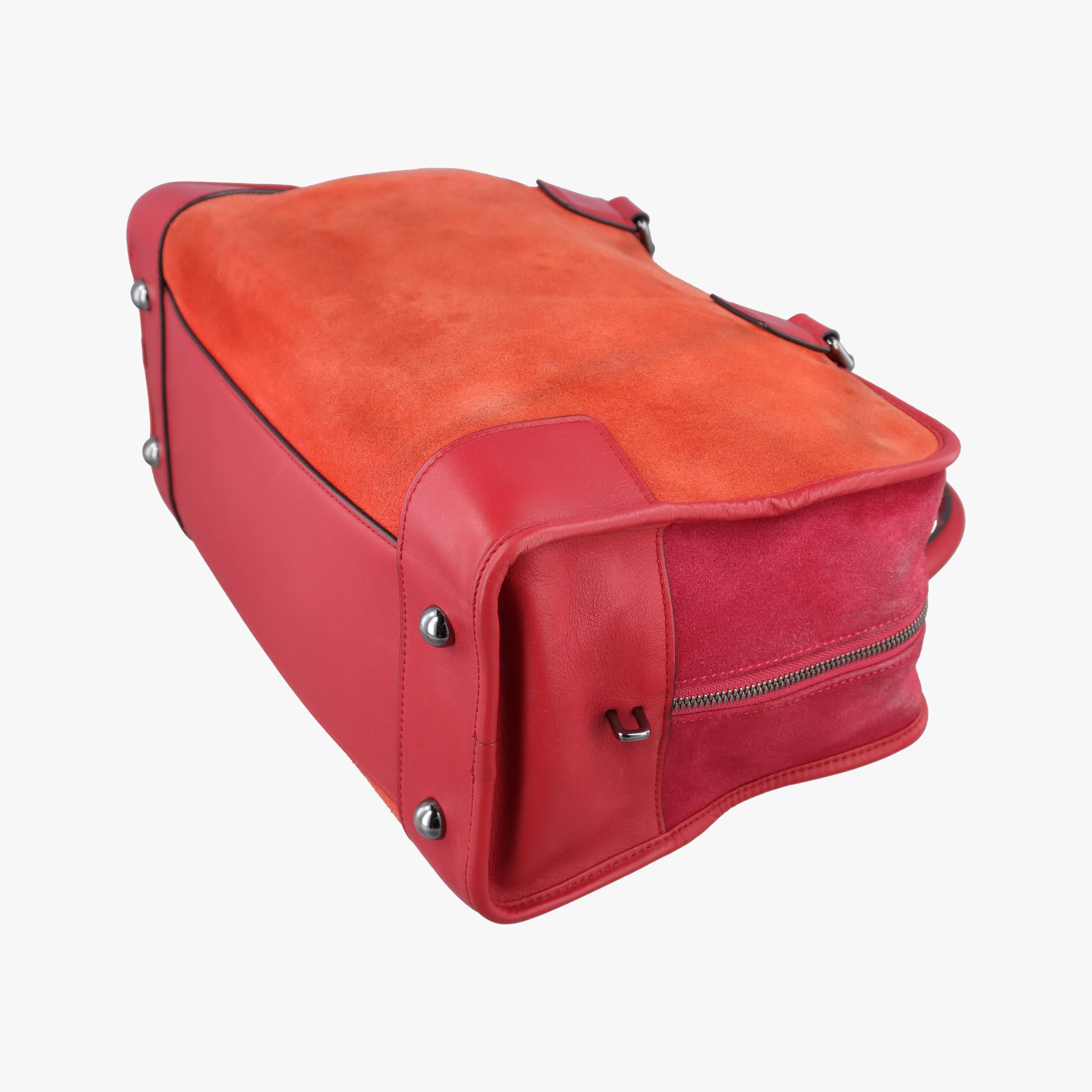 Pre-owned Loewe Amazona36 Orange×red Suede×leather  handbag | stylenewstar