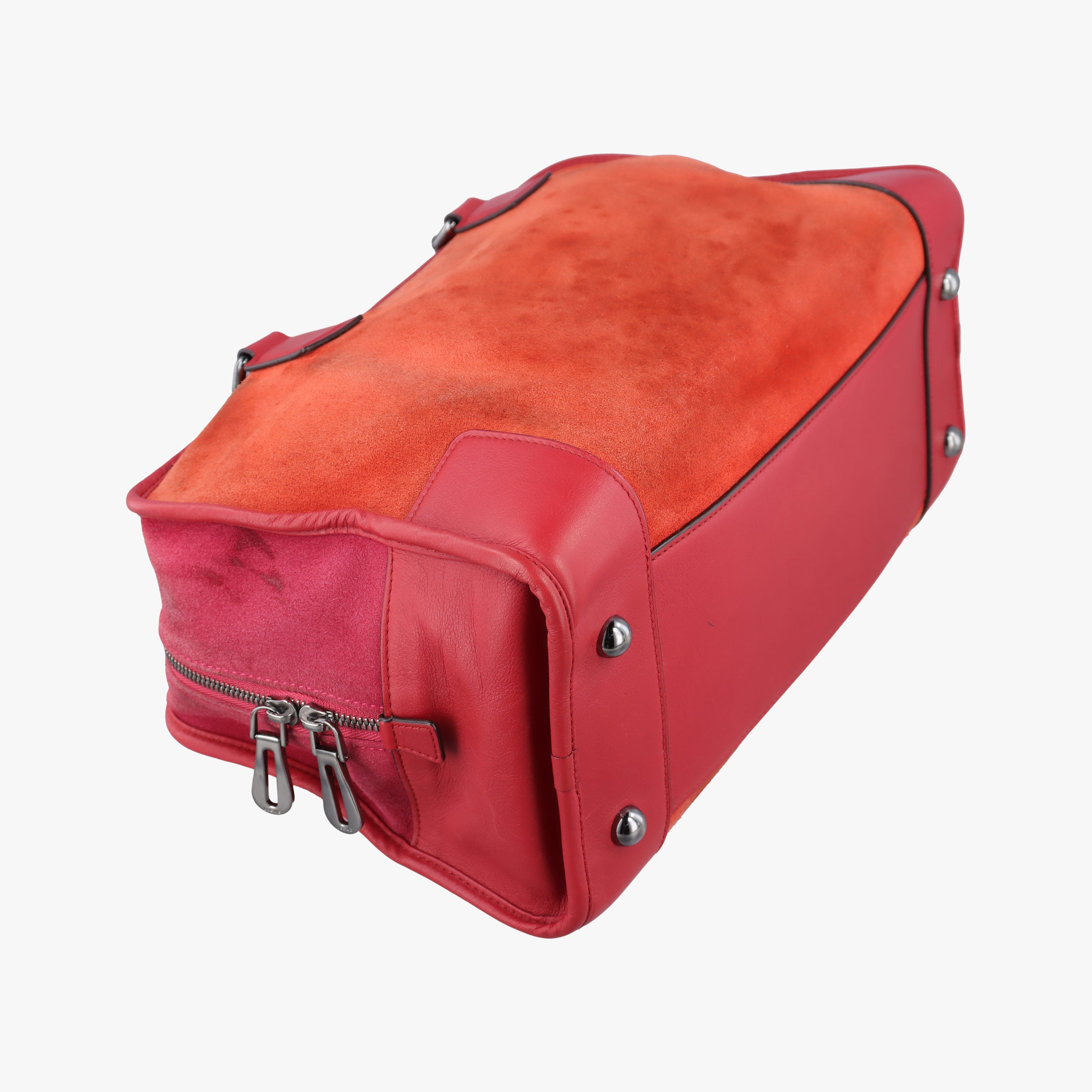 Pre-owned Loewe Amazona36 Orange×red Suede×leather  handbag | stylenewstar
