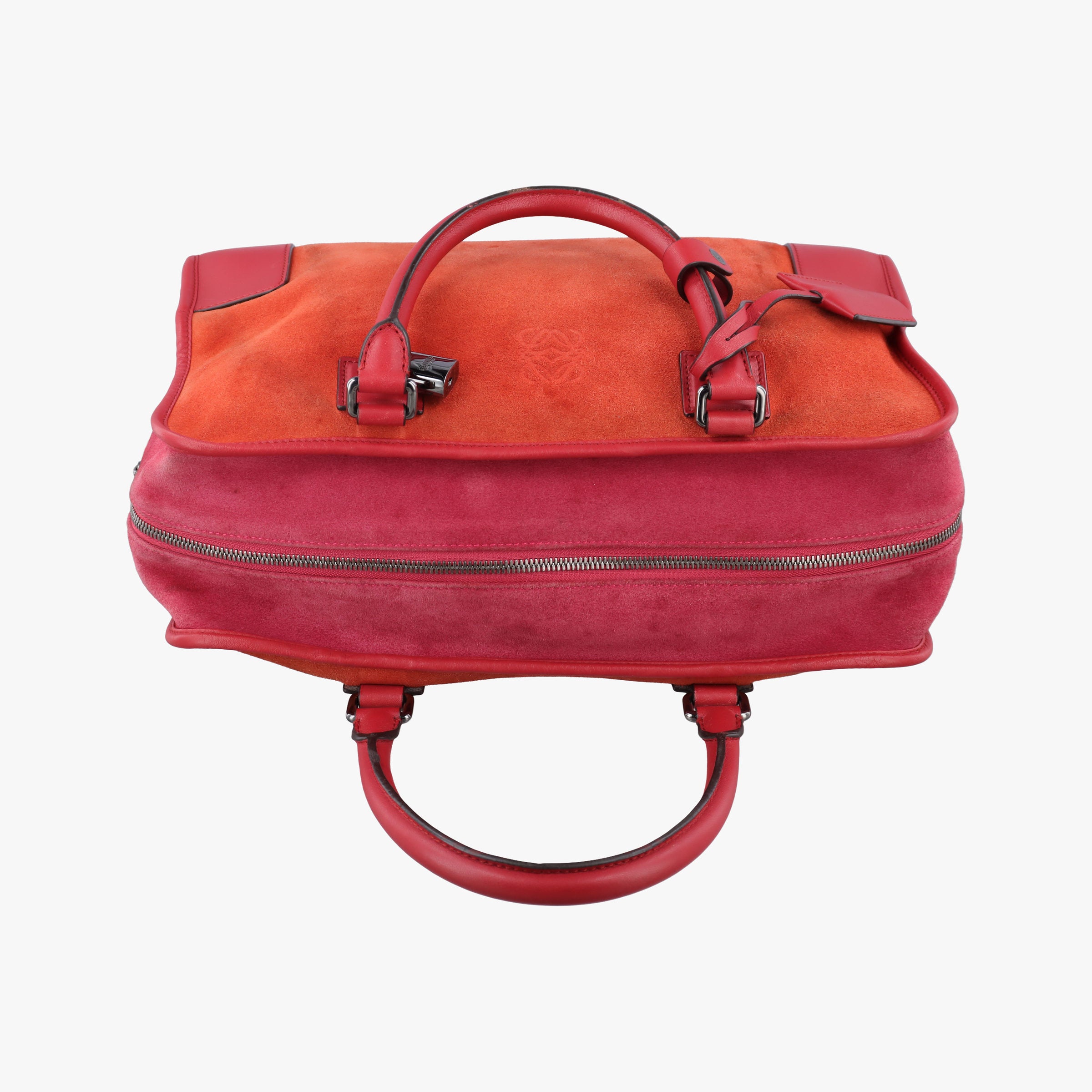 Pre-owned Loewe Amazona36 Orange×red Suede×leather  handbag | stylenewstar