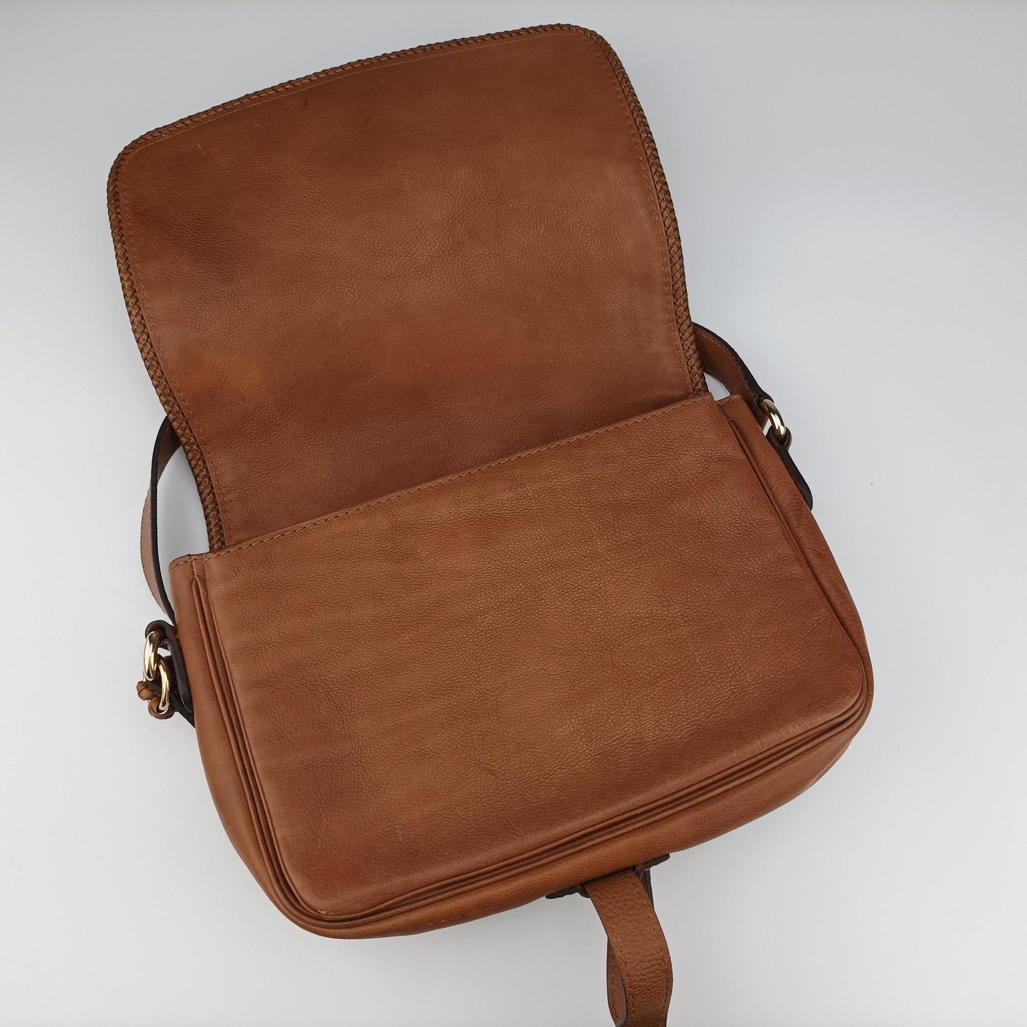 Pre-owned Gucci Marrakech Messenger Brown leather 257024 shoulderbag | stylenewstar
