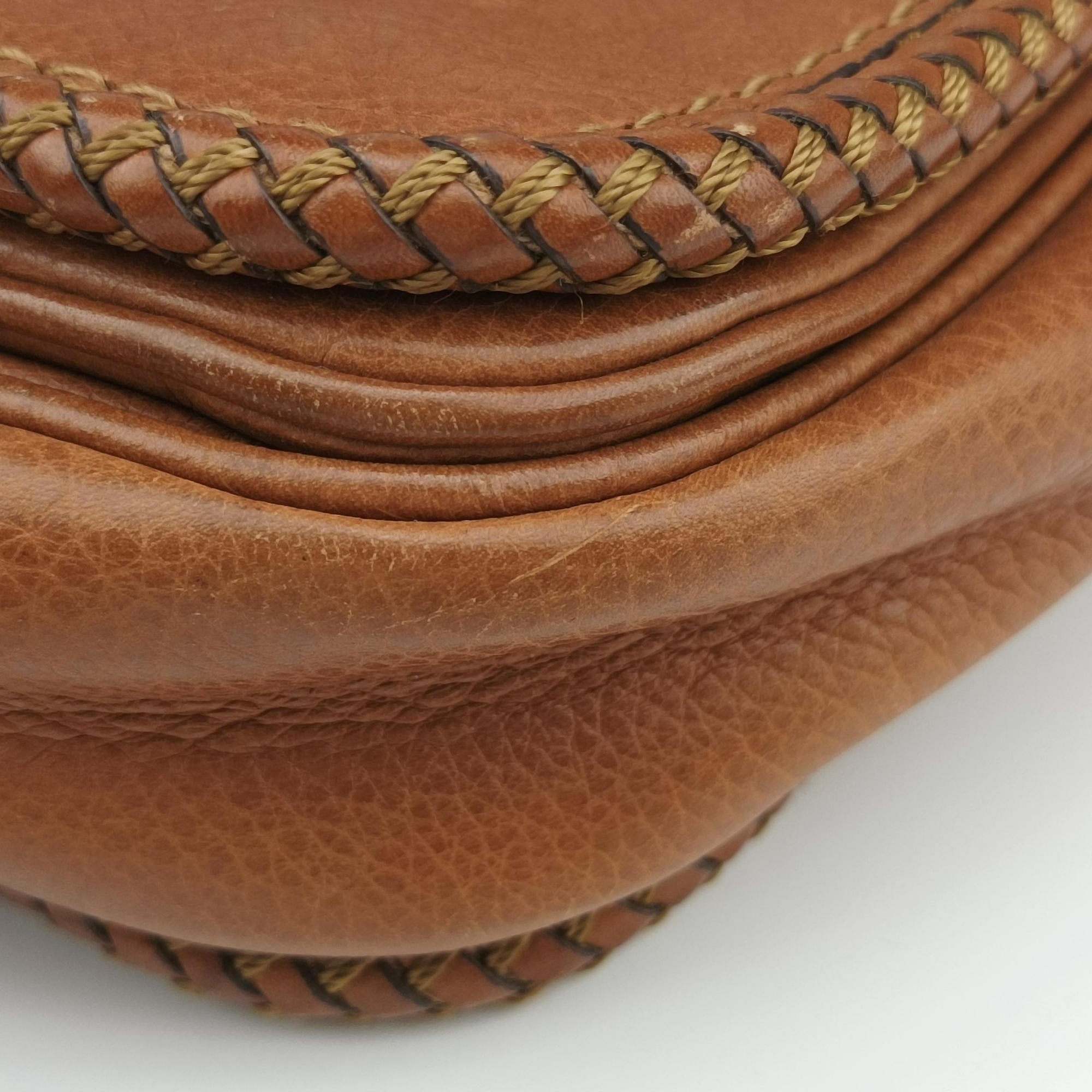 Pre-owned Gucci Marrakech Messenger Brown leather 257024 shoulderbag | stylenewstar