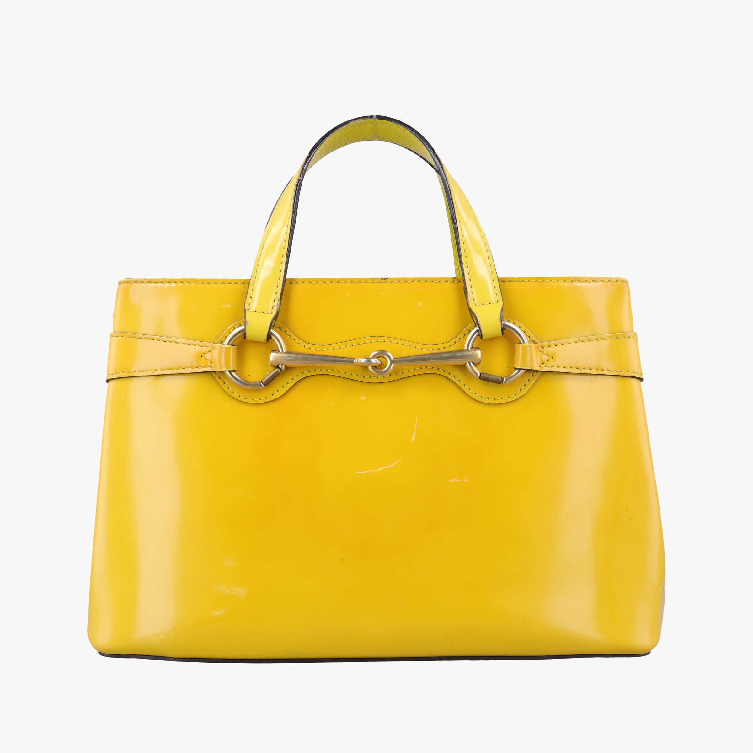 Secondhand Gucci Bright Bit Yellow Patent 371925 handbag | stylenewstar