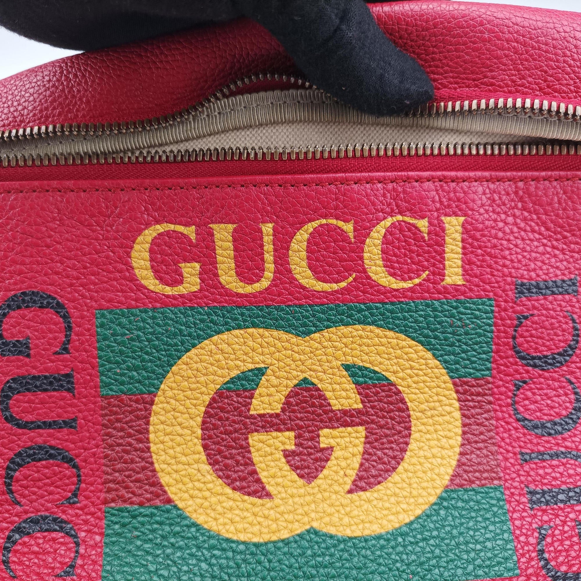 Vintage Gucci Gucci Print Red Leather 493869 bum bag/waist bag | stylenewstar