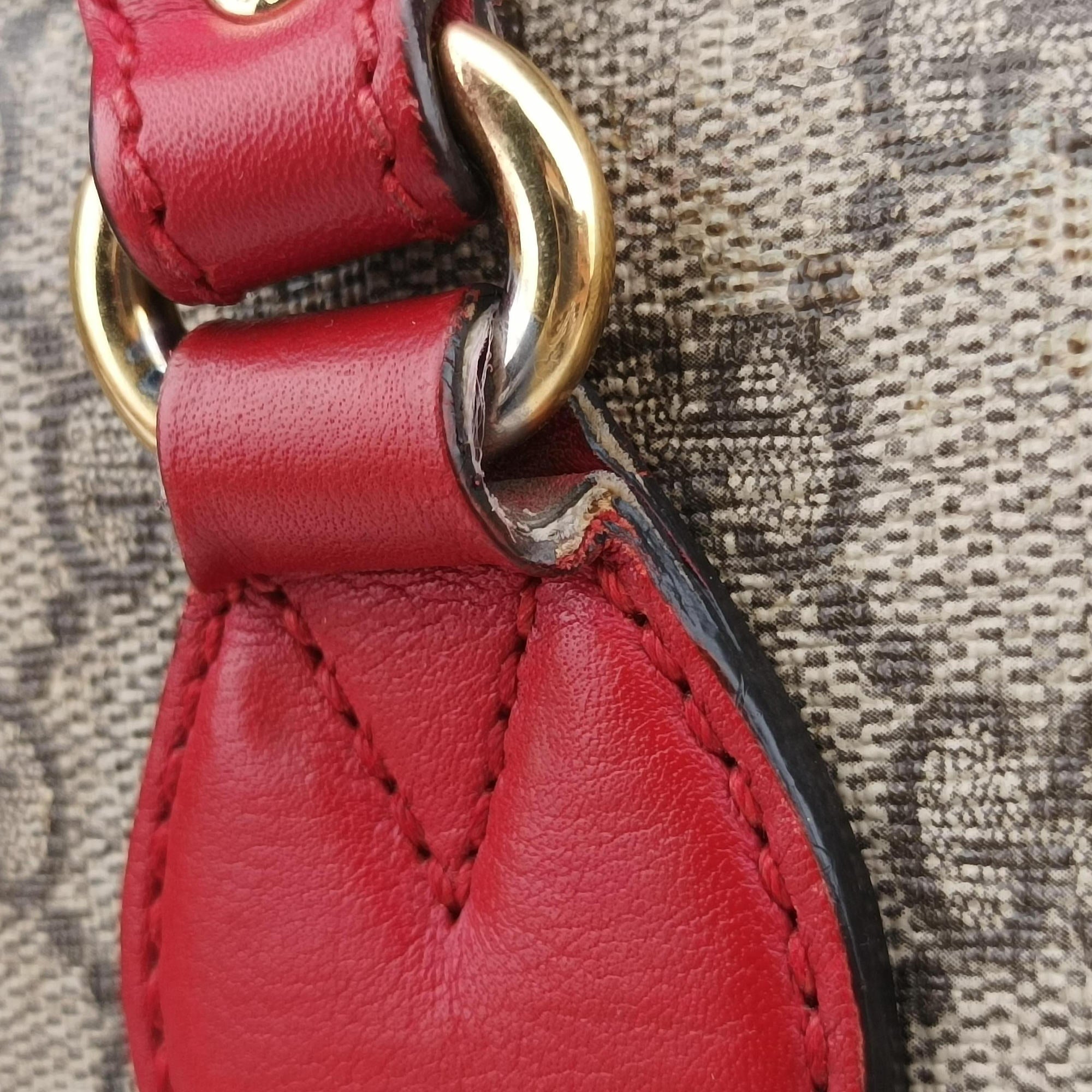 Vintage Gucci GG SUPREME beige×red×pink PVC coated canvas×leather 409529 handbag | stylenewstar
