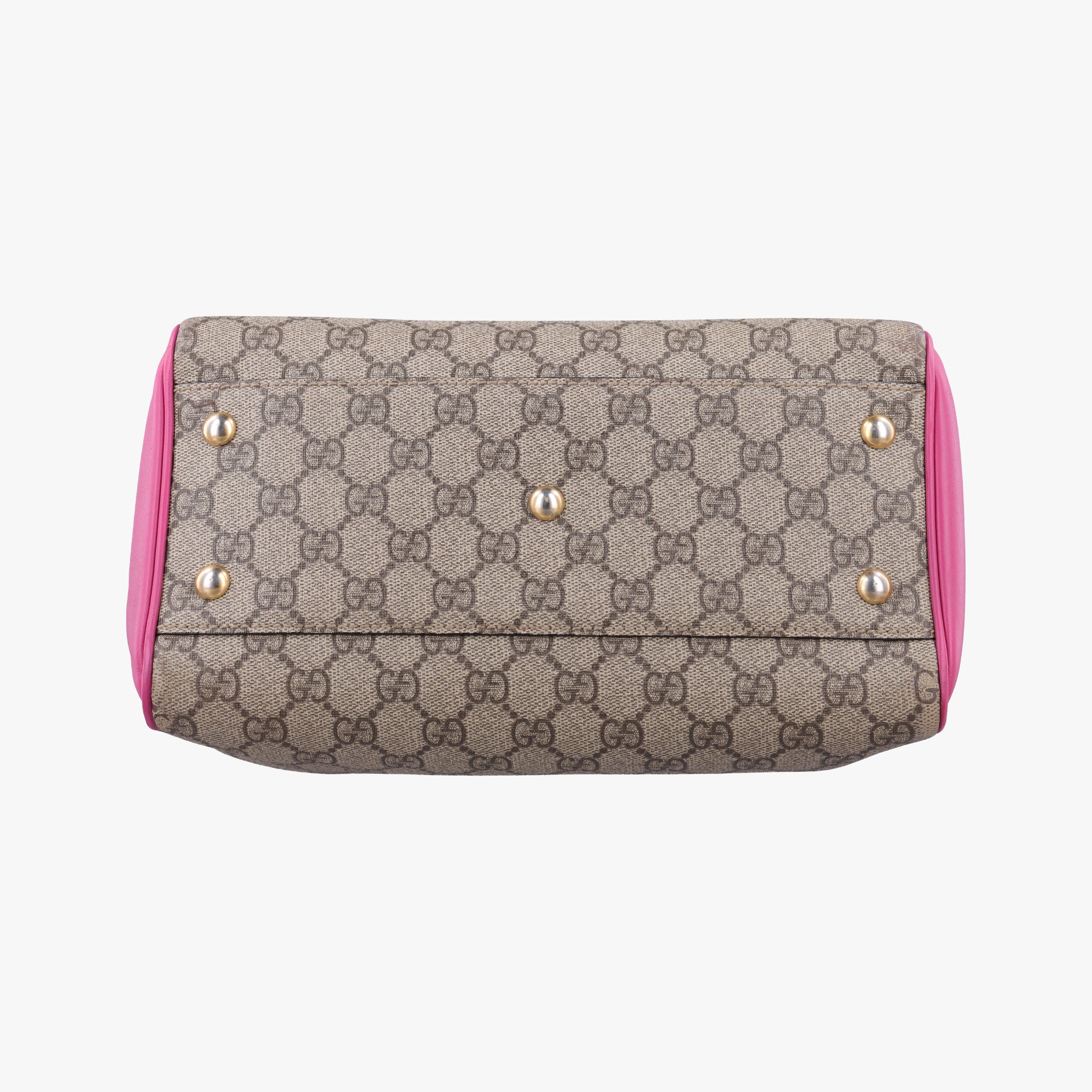Vintage Gucci GG SUPREME beige×red×pink PVC coated canvas×leather 409529 handbag | stylenewstar