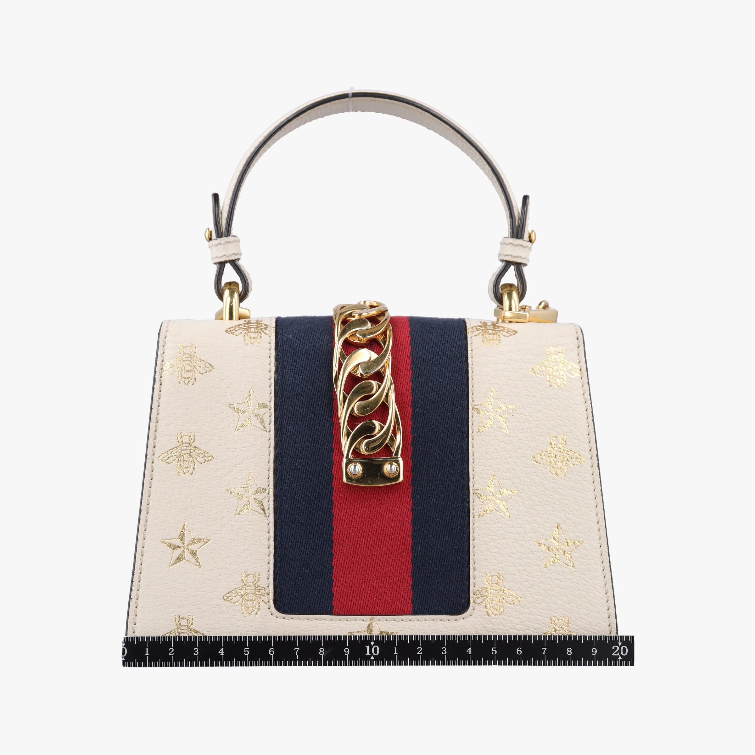 Pre-owned Gucci Sylvie Ivory×navy×red Leather 470270 shoulderbag | stylenewstar