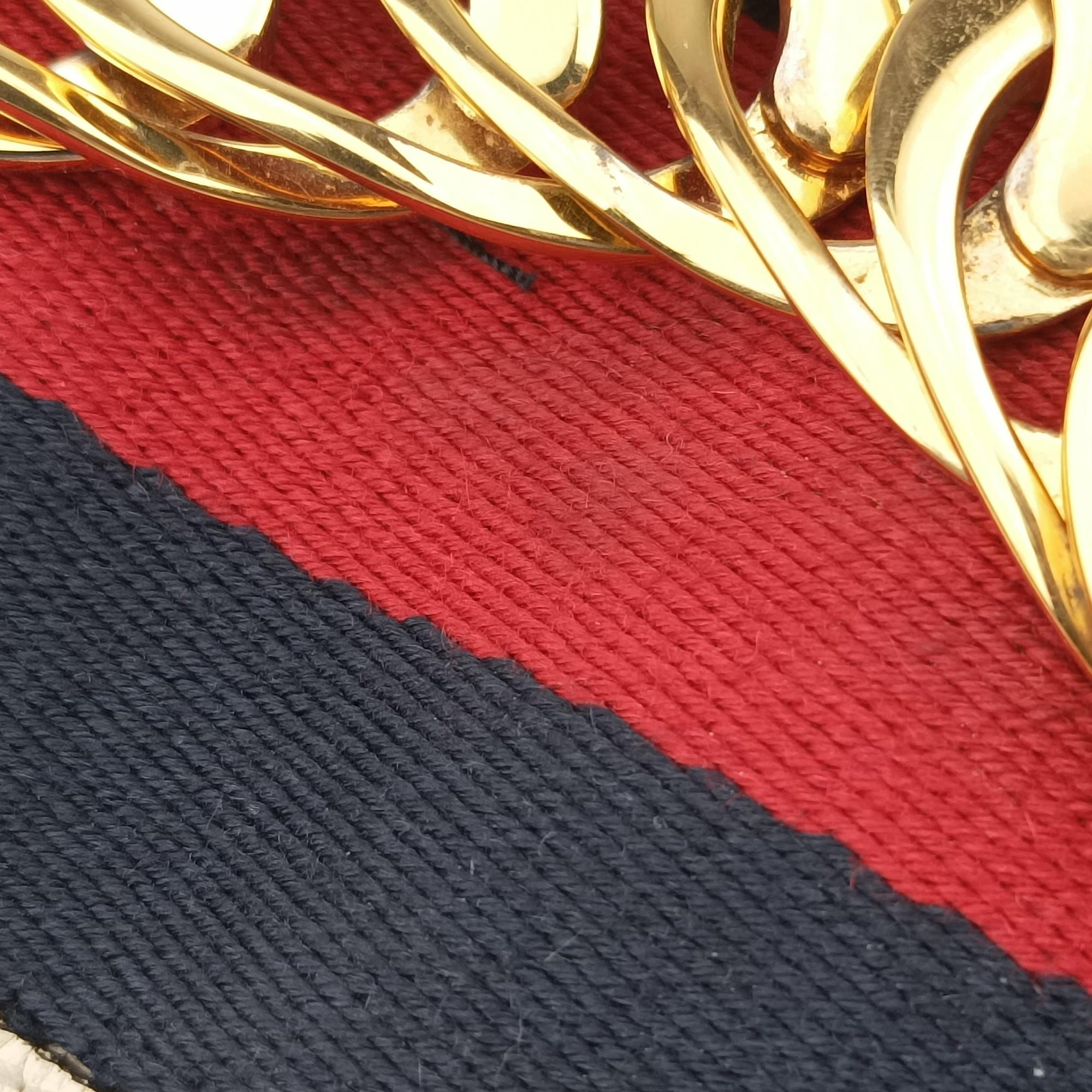 Pre-owned Gucci Sylvie Ivory×navy×red Leather 470270 shoulderbag | stylenewstar