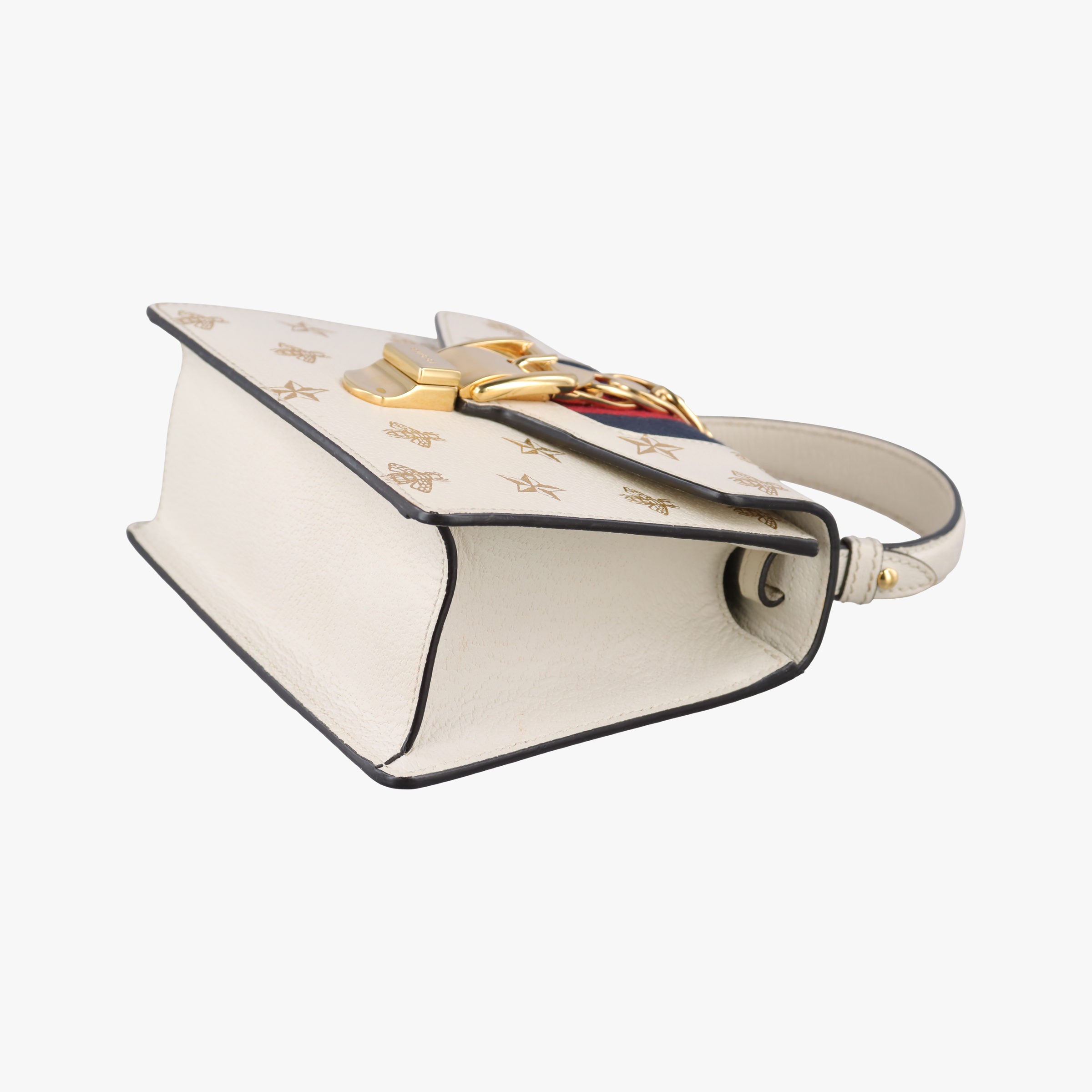Pre-owned Gucci Sylvie Ivory×navy×red Leather 470270 shoulderbag | stylenewstar