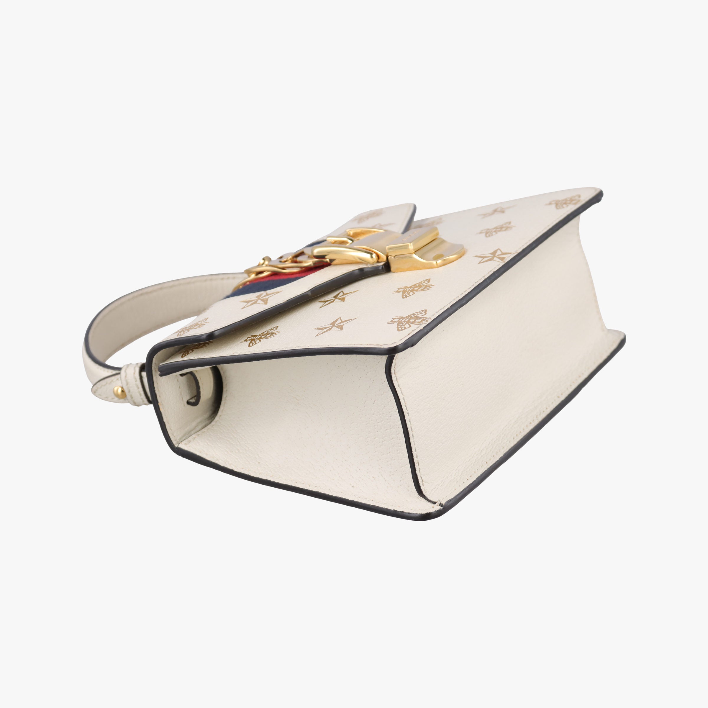 Pre-owned Gucci Sylvie Ivory×navy×red Leather 470270 shoulderbag | stylenewstar