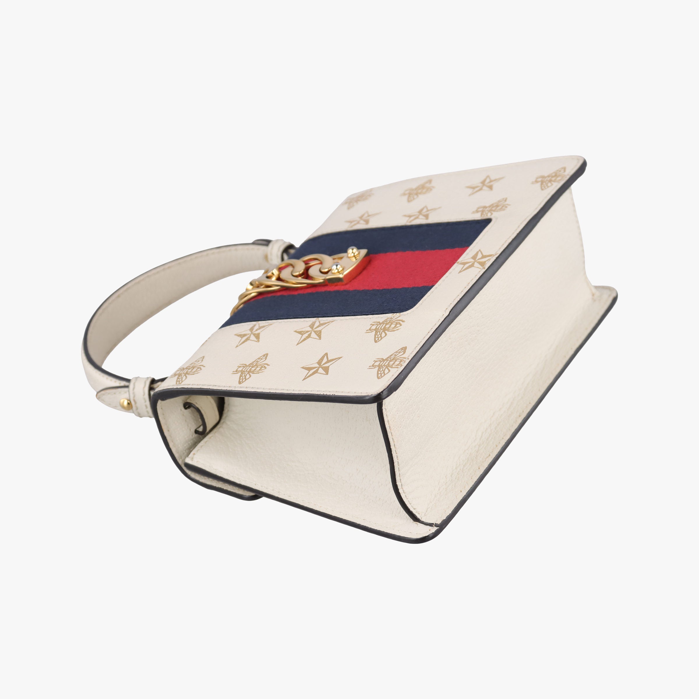Pre-owned Gucci Sylvie Ivory×navy×red Leather 470270 shoulderbag | stylenewstar