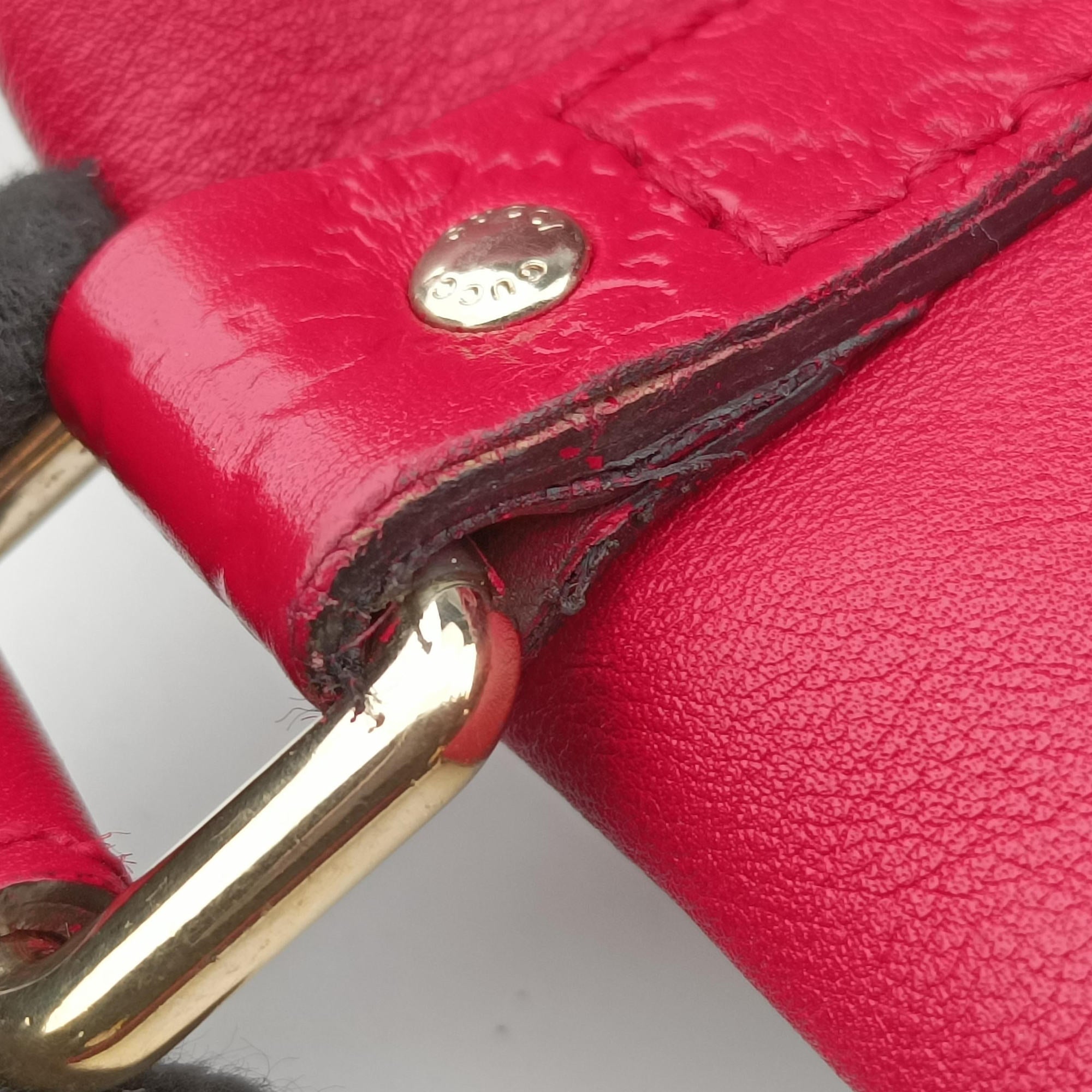 Pre-owned Gucci Sherry Line Red Leather 247205 shoulderbag | stylenewstar
