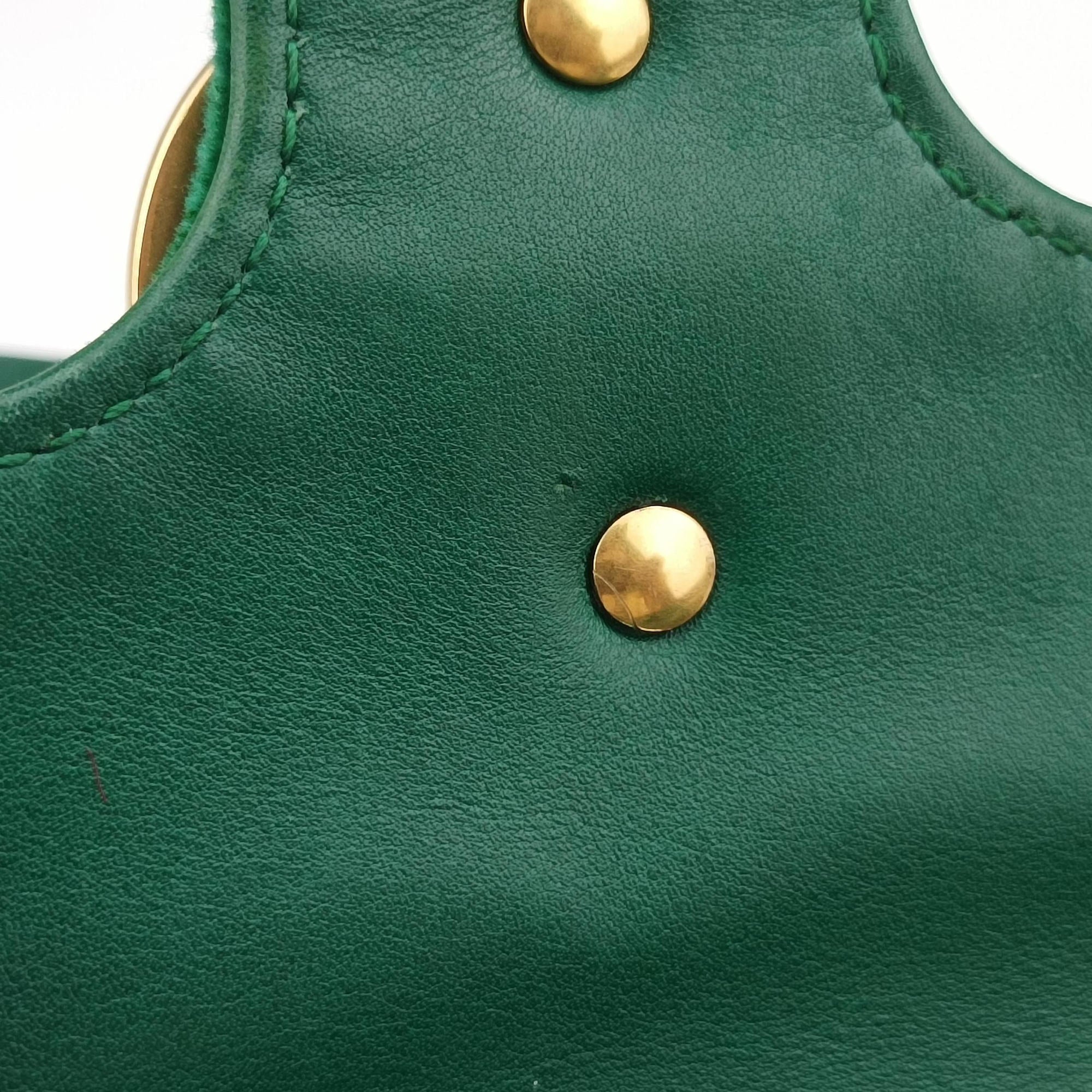 Pre-owned Gucci GG Marmont Green velour 446744 shoulderbag | stylenewstar