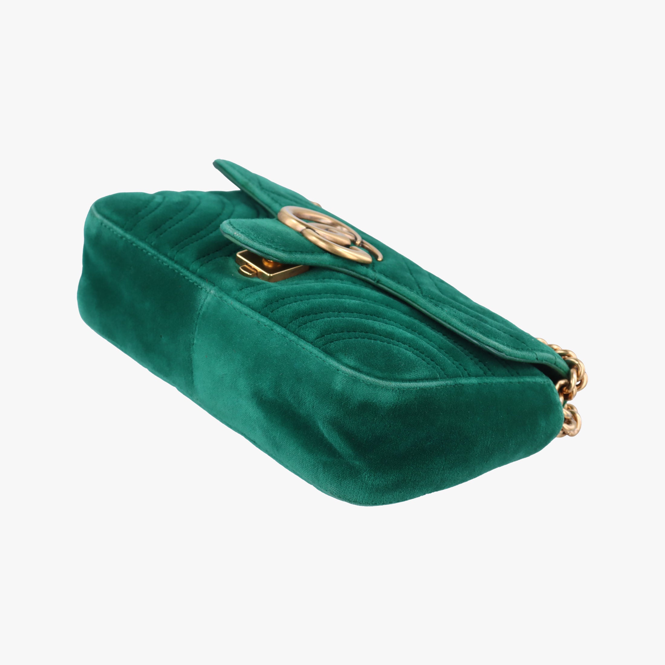 Pre-owned Gucci GG Marmont Green velour 446744 shoulderbag | stylenewstar