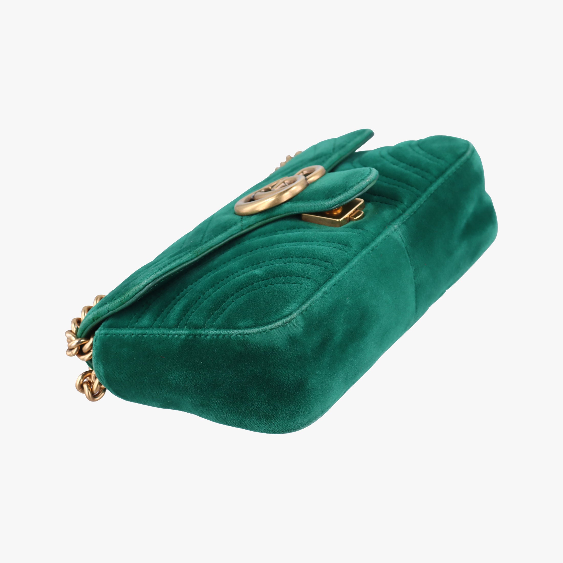 Pre-owned Gucci GG Marmont Green velour 446744 shoulderbag | stylenewstar