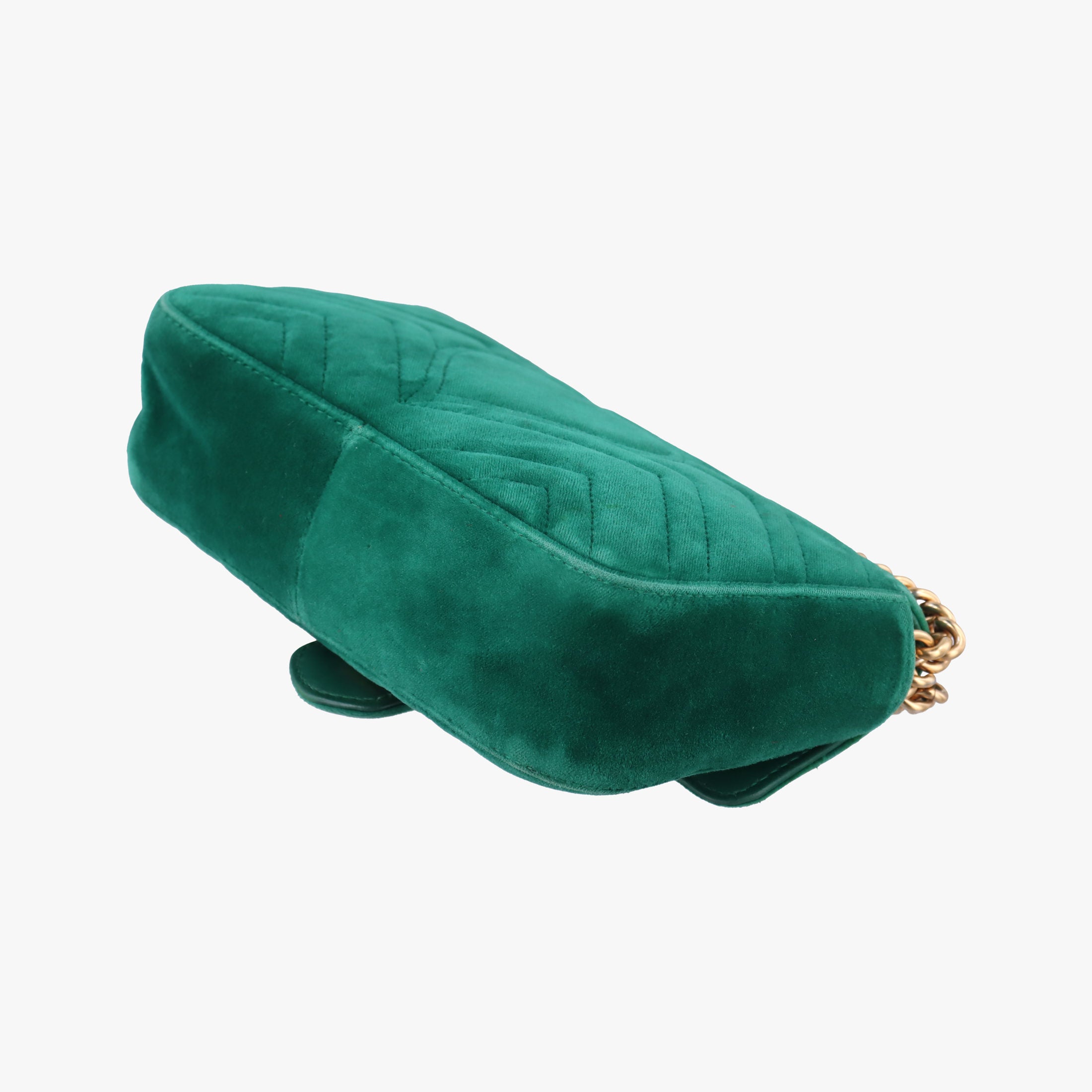 Pre-owned Gucci GG Marmont Green velour 446744 shoulderbag | stylenewstar