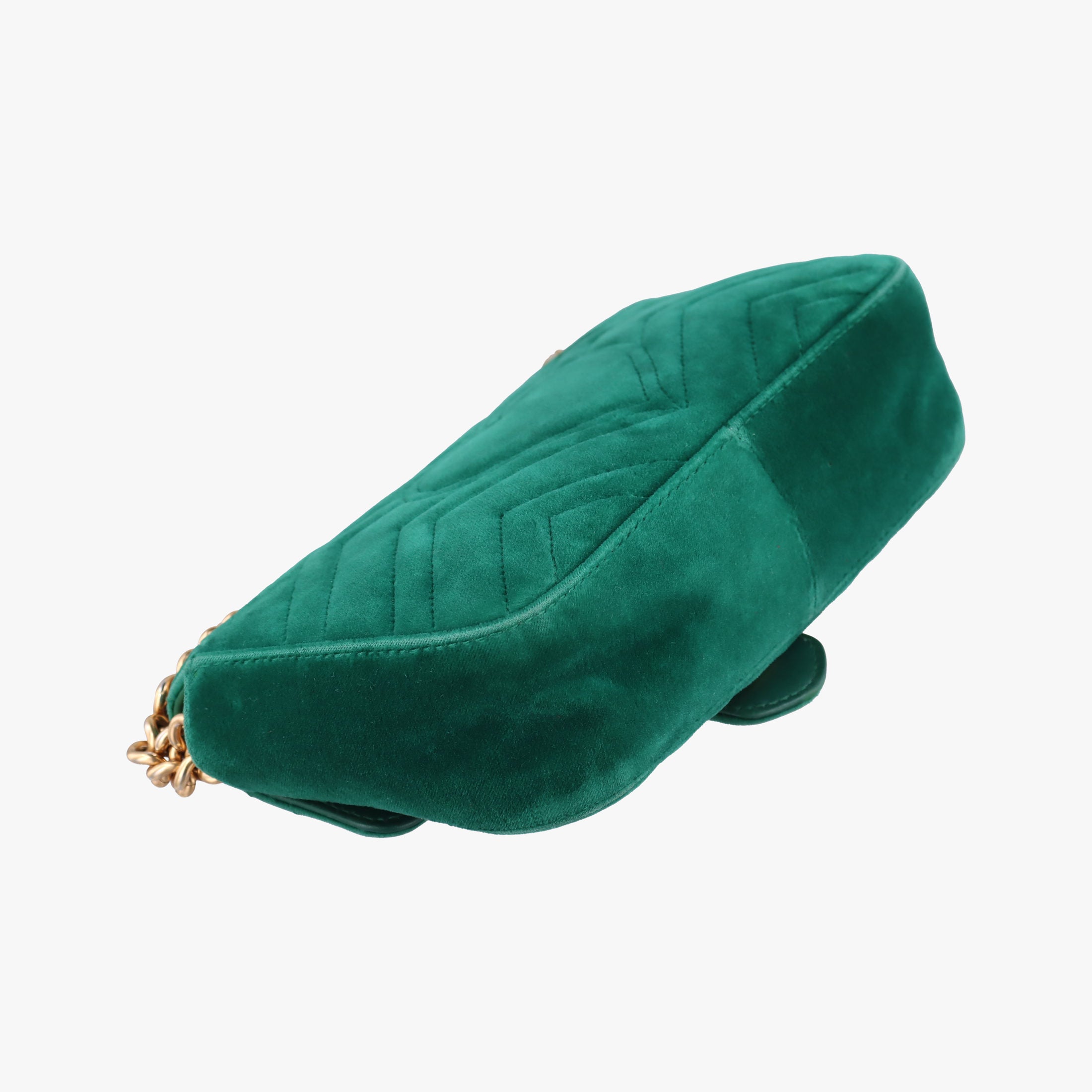 Pre-owned Gucci GG Marmont Green velour 446744 shoulderbag | stylenewstar